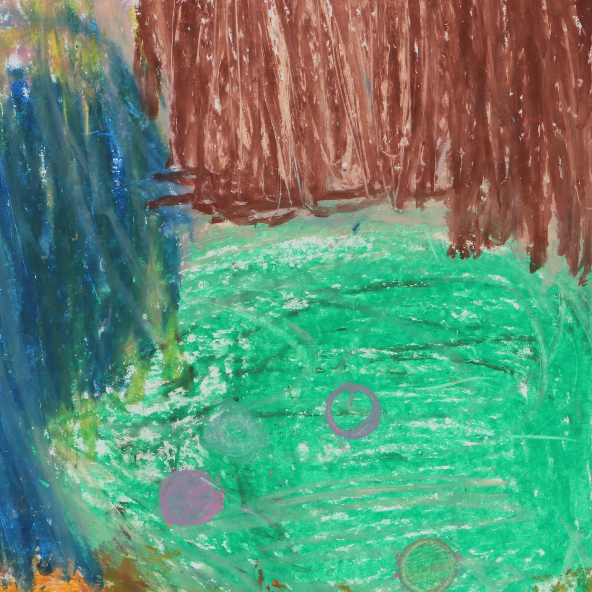 Sarah Harris Oil Pastel Drawing of Abstract Composition, 21st Century