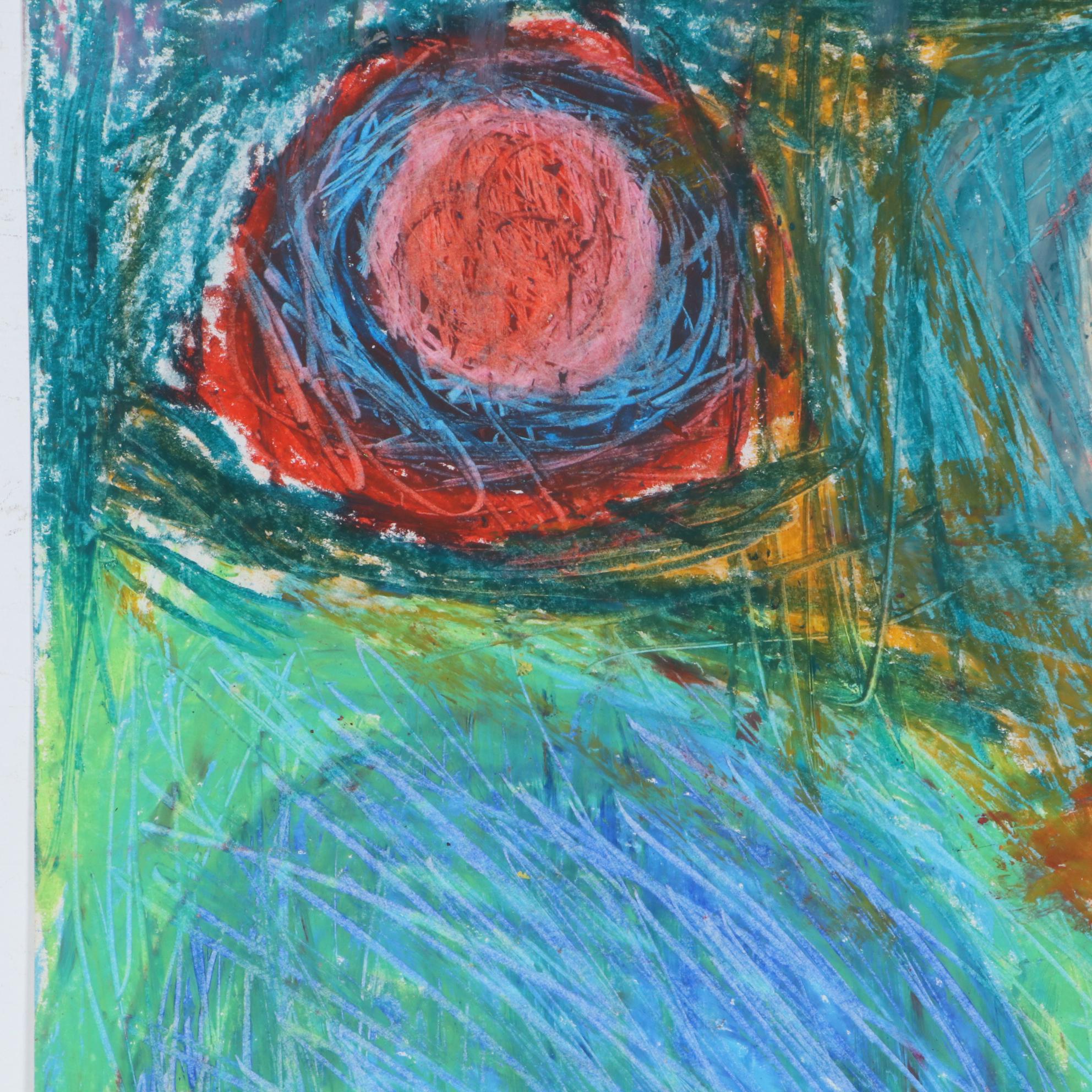 Sarah Harris Oil Pastel Drawing of Abstract Composition, 21st Century