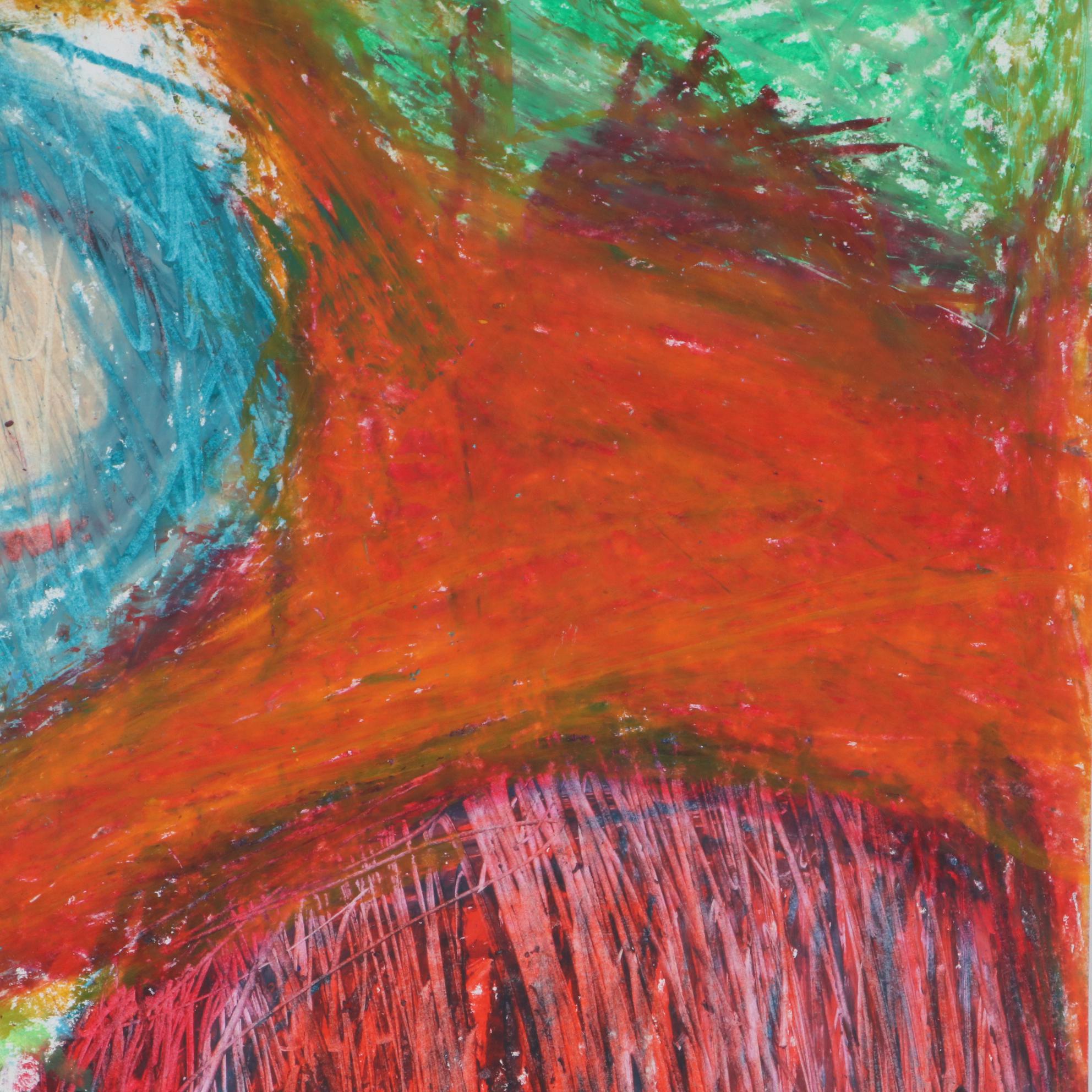 Sarah Harris Oil Pastel Drawing of Abstract Composition, 21st Century