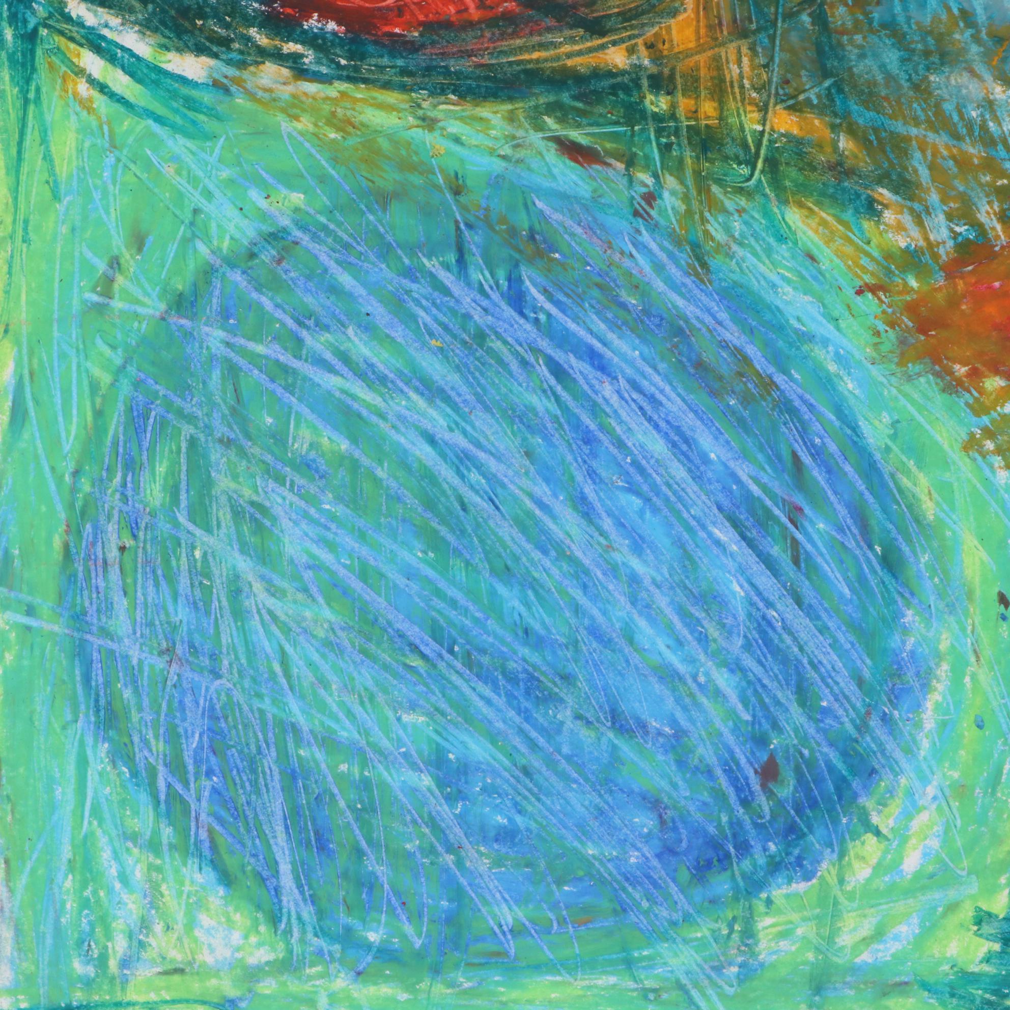 Sarah Harris Oil Pastel Drawing of Abstract Composition, 21st Century