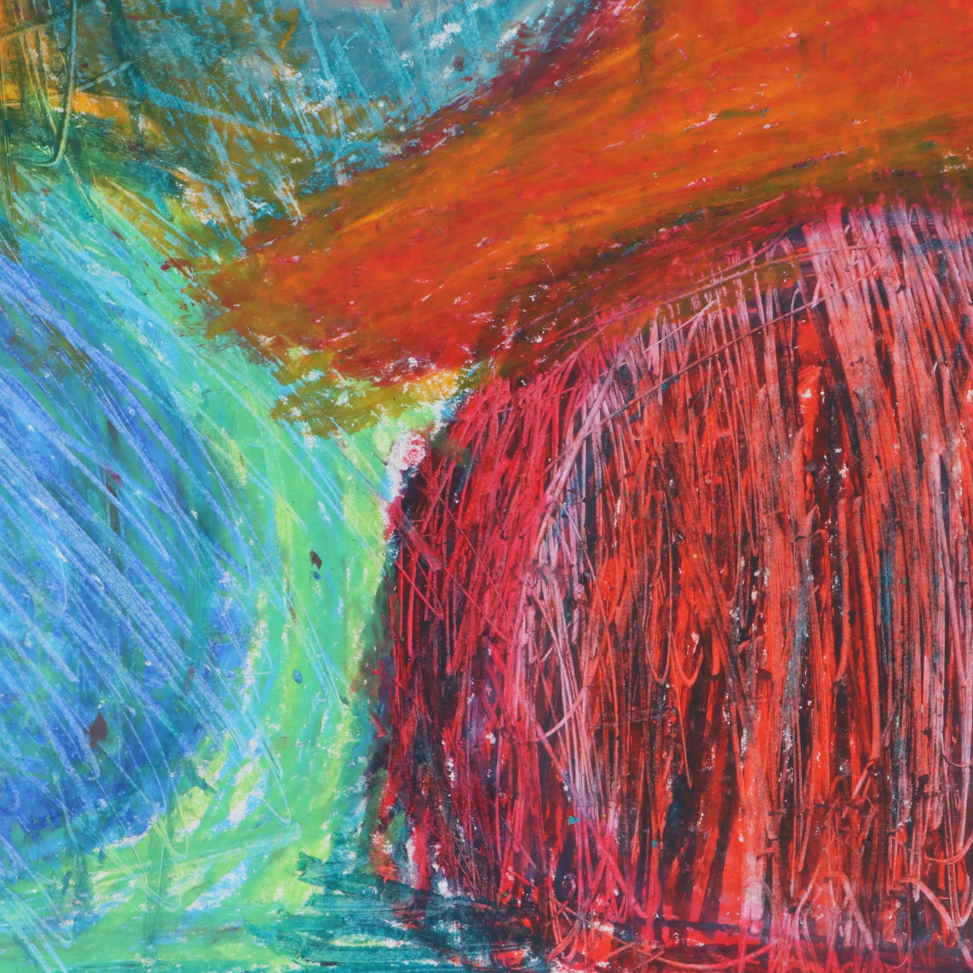 Sarah Harris Oil Pastel Drawing of Abstract Composition, 21st Century