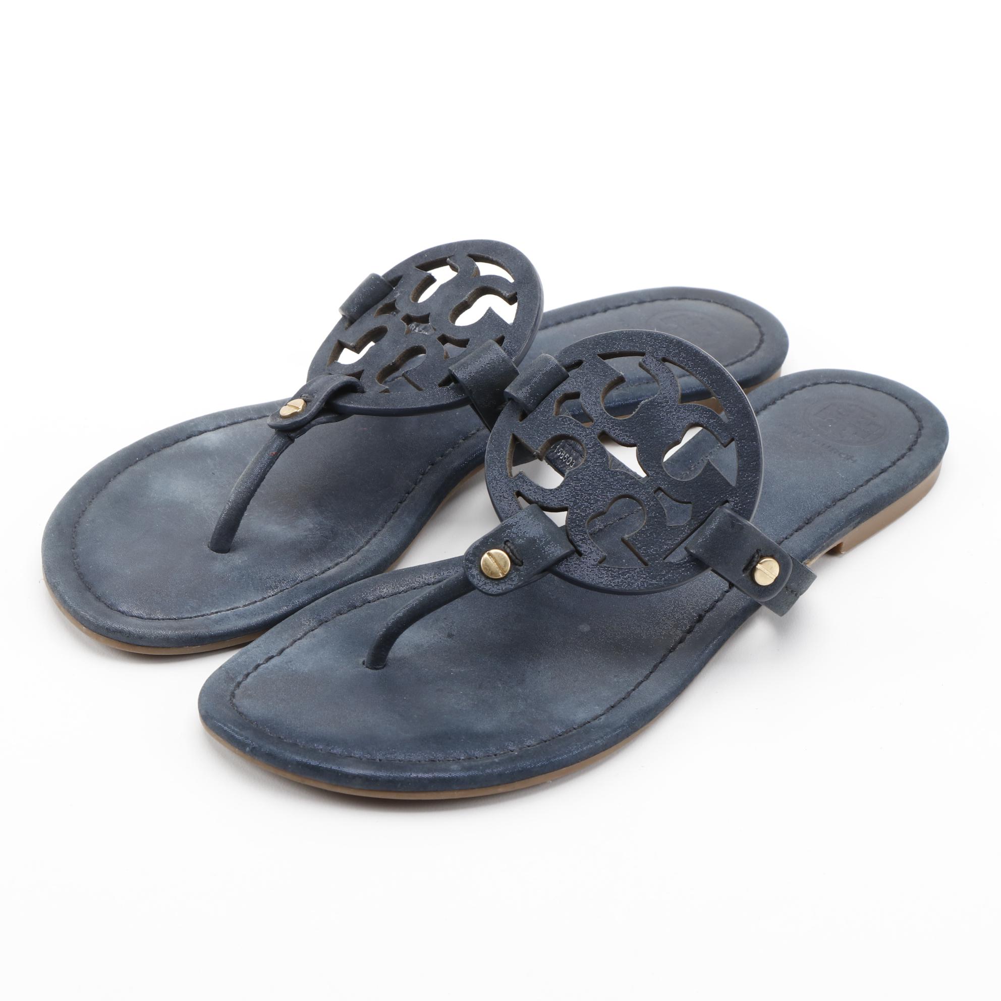 Tory Burch Miller Sandals in Midnight Sparkle Suede