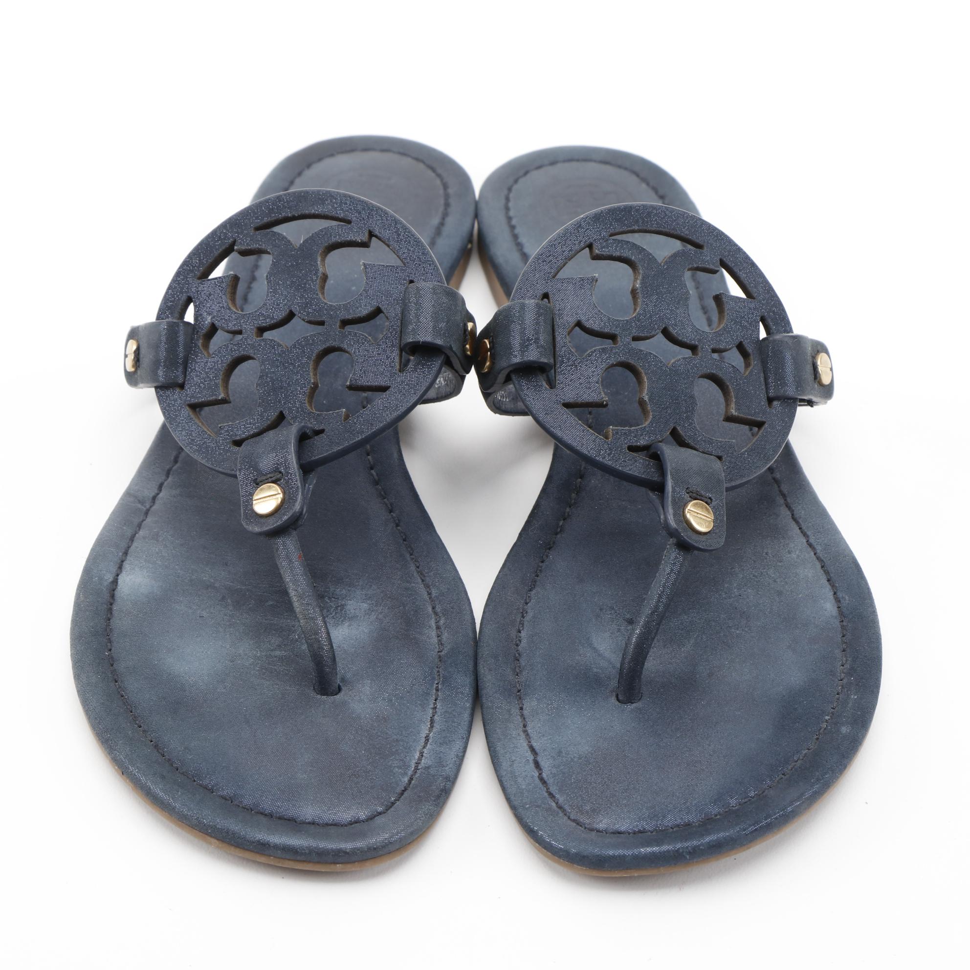 Tory Burch Miller Sandals in Midnight Sparkle Suede