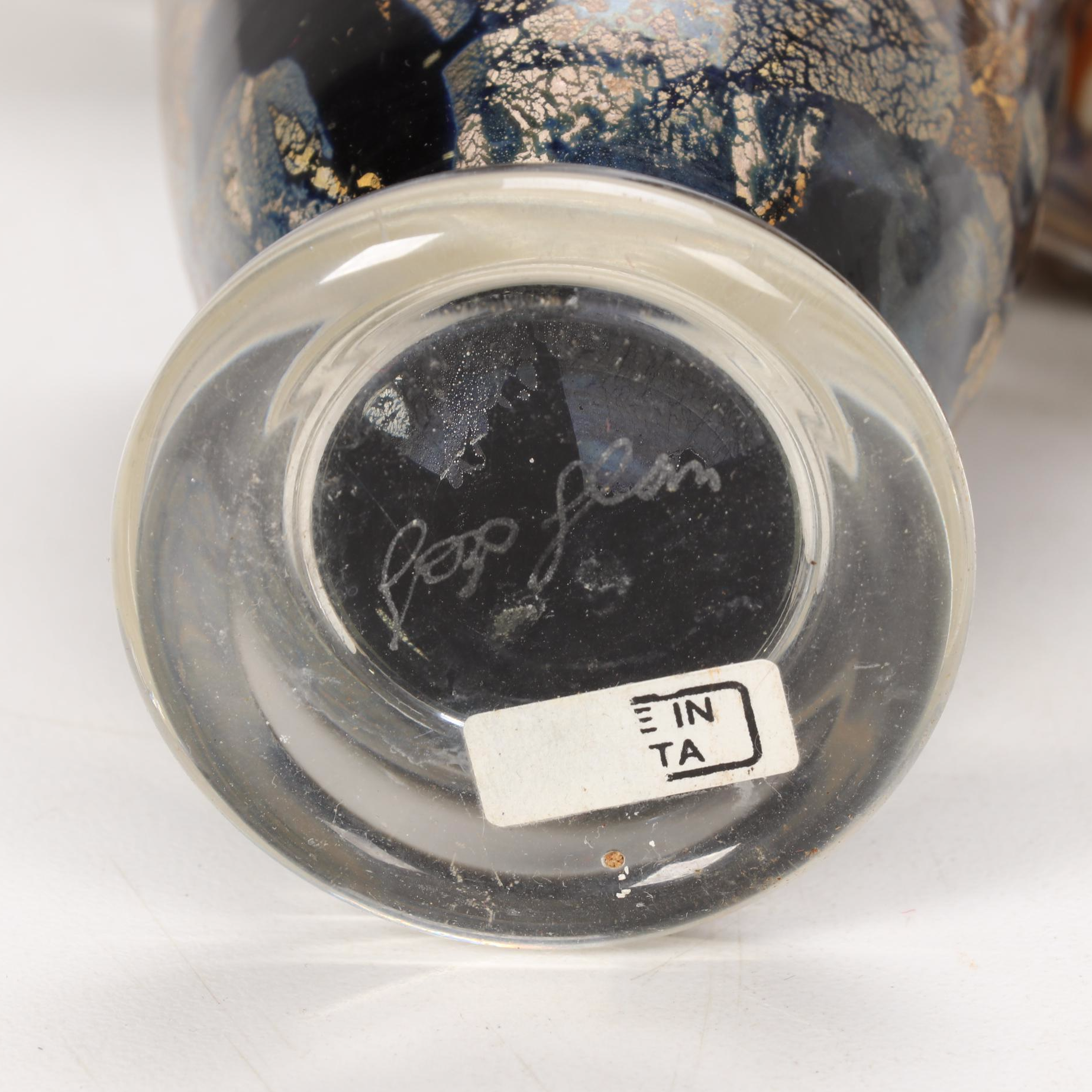 Gozo Glass "Calypso Black" and "Stone" Vase, Goblets and Perfume Bottles