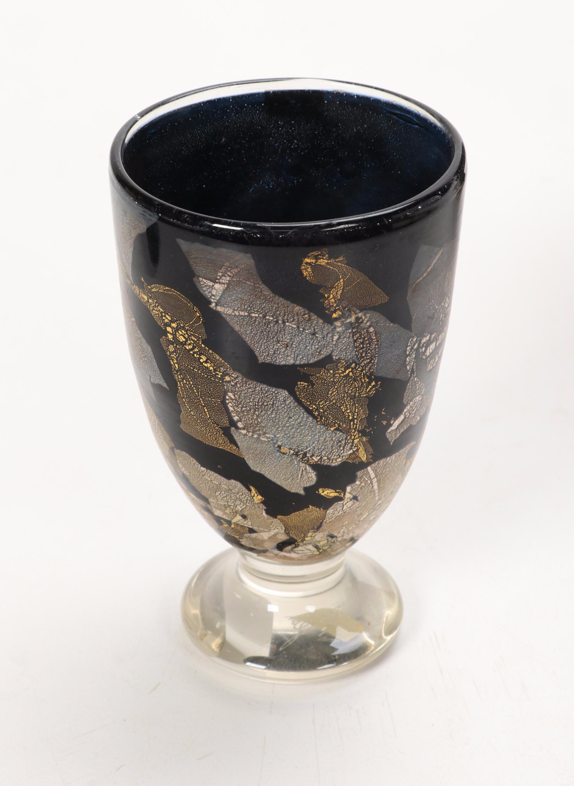 Gozo Glass "Calypso Black" and "Stone" Vase, Goblets and Perfume Bottles