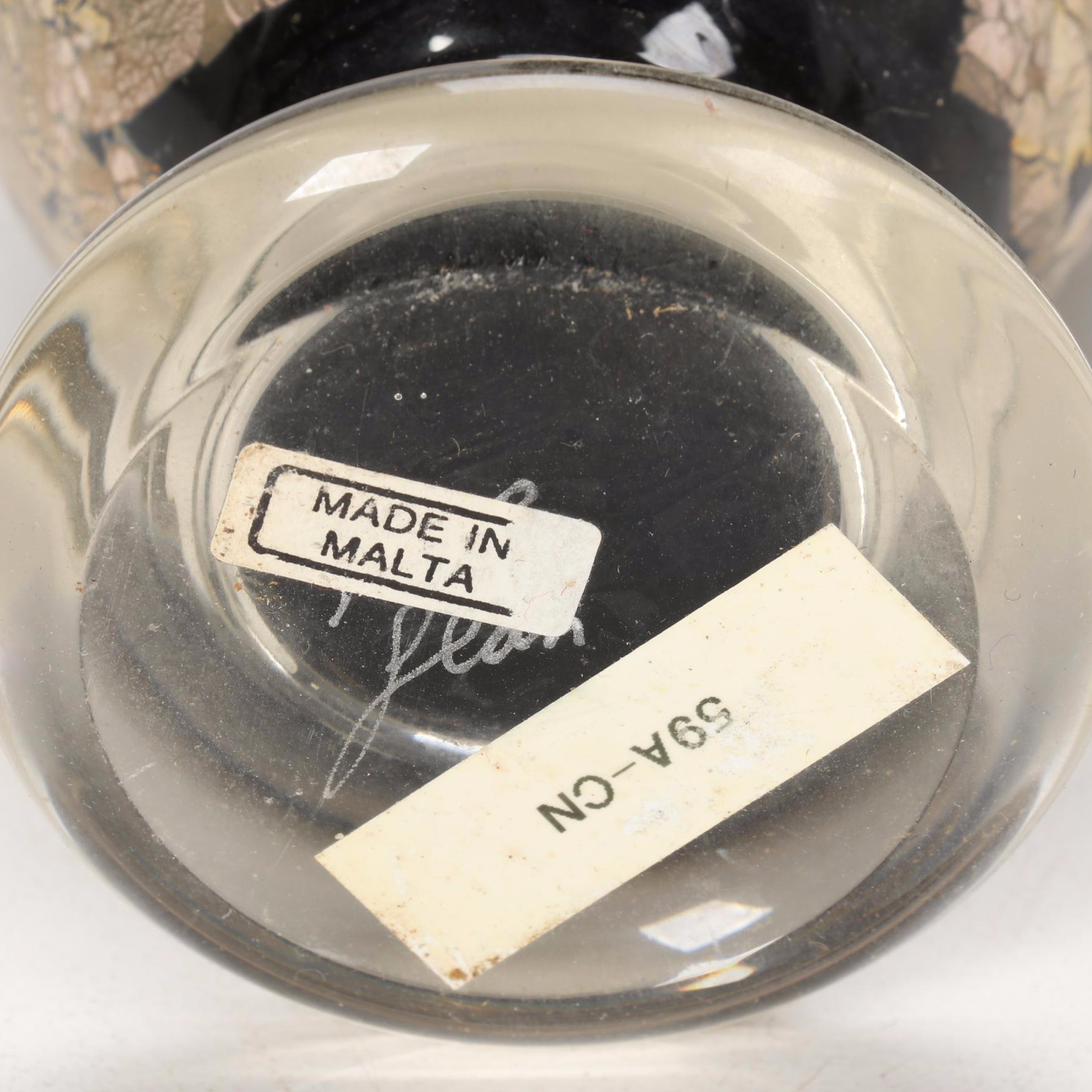 Gozo Glass "Calypso Black" and "Stone" Vase, Goblets and Perfume Bottles