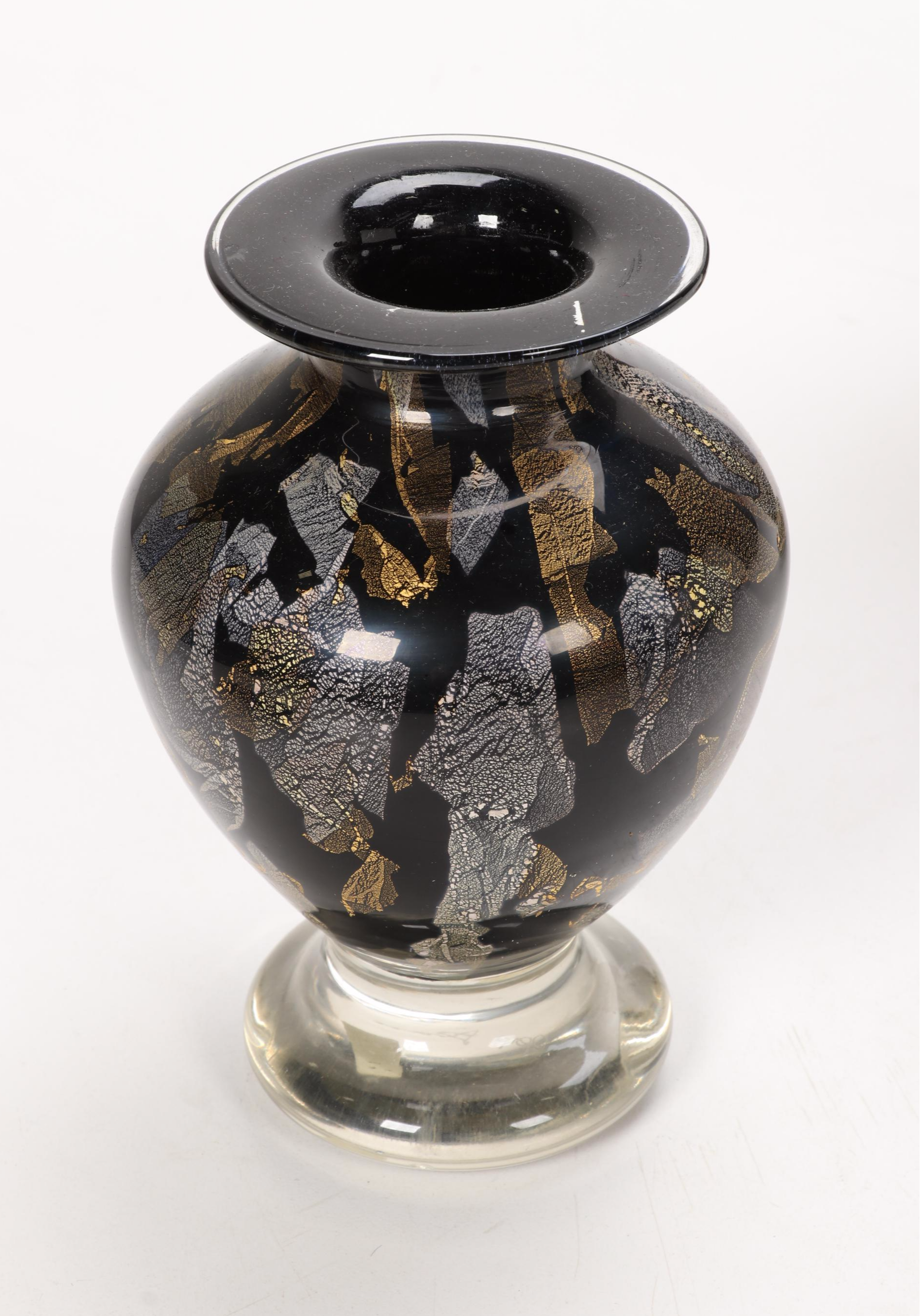 Gozo Glass "Calypso Black" and "Stone" Vase, Goblets and Perfume Bottles
