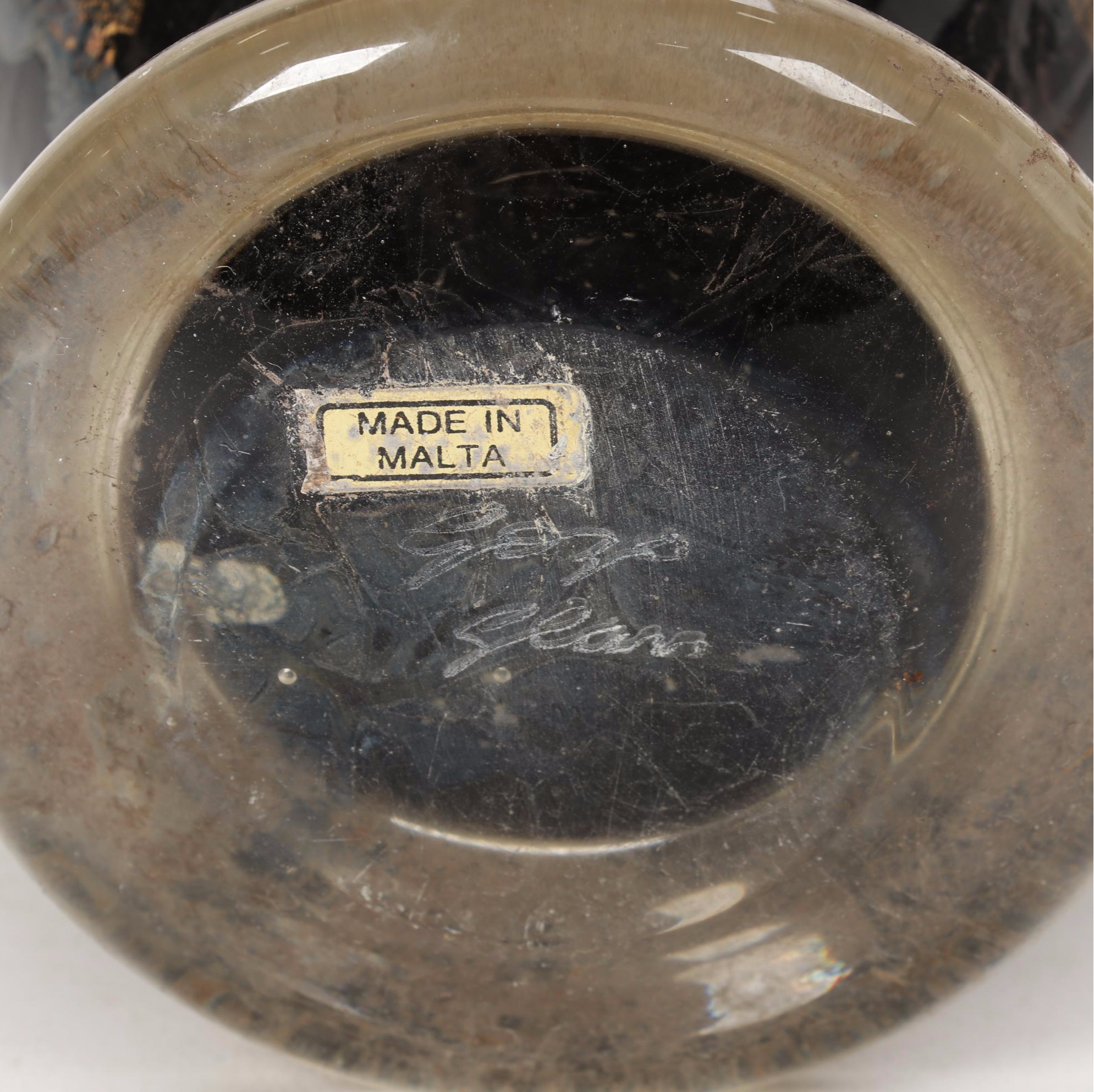 Gozo Glass "Calypso Black" and "Stone" Vase, Goblets and Perfume Bottles