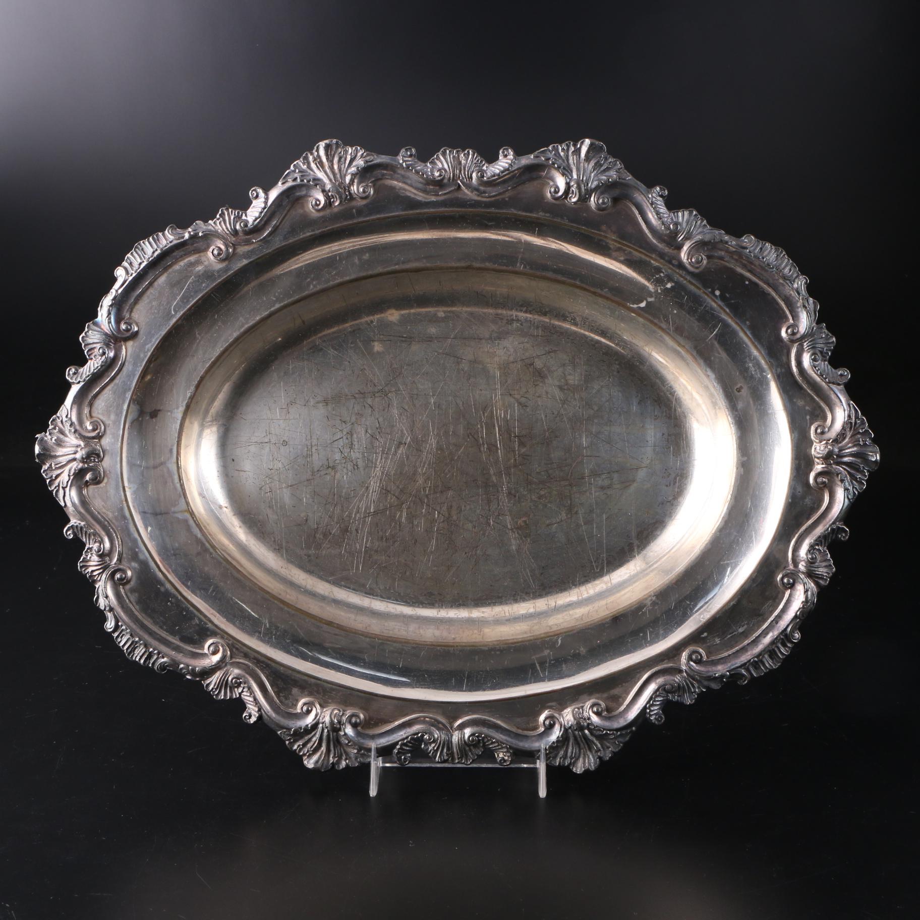 E. G. Webster & Son Tray, Ellis Barker Crumb Catcher and Silver Plated Tools