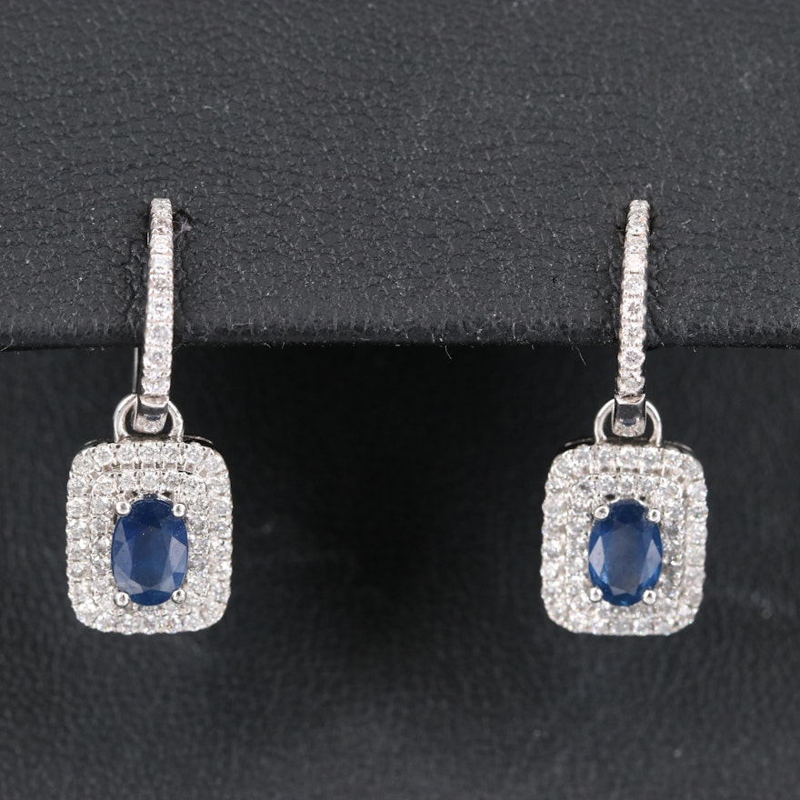 14K Sapphire and Diamond Drop Earrings