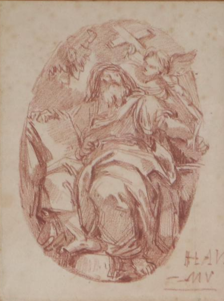 Jean-Honoré Fragonard Red Chalk Drawing "The Prophet Nahum"