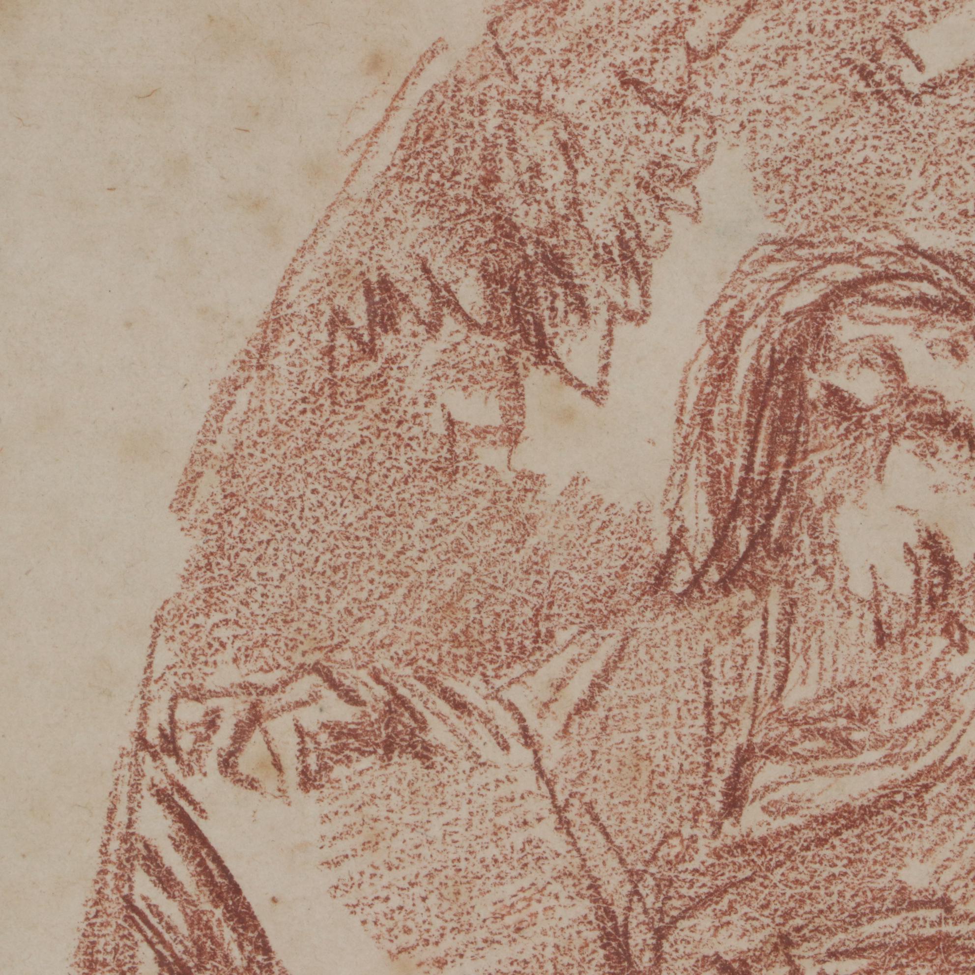 Jean-Honoré Fragonard Red Chalk Drawing "The Prophet Nahum"