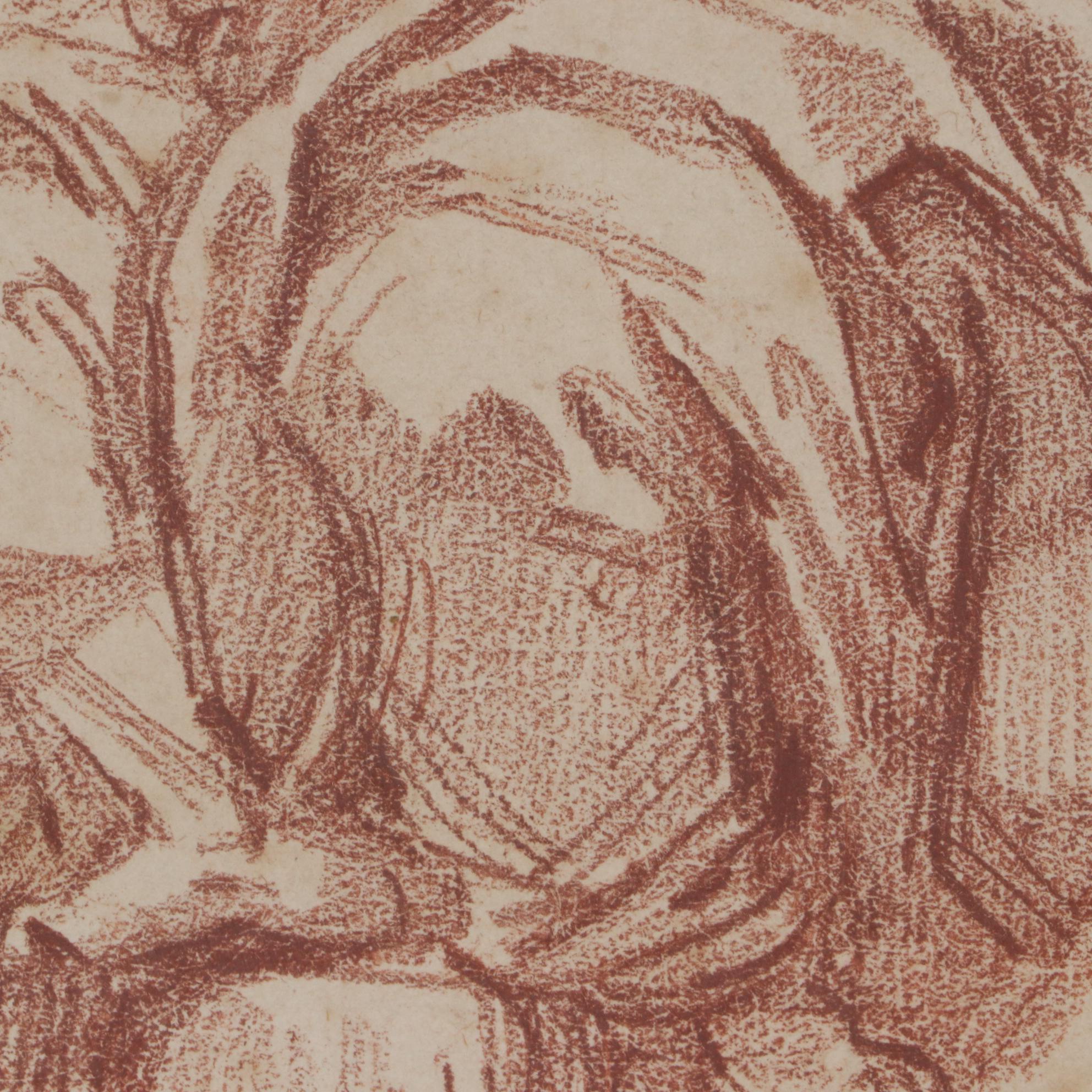 Jean-Honoré Fragonard Red Chalk Drawing "The Prophet Nahum"