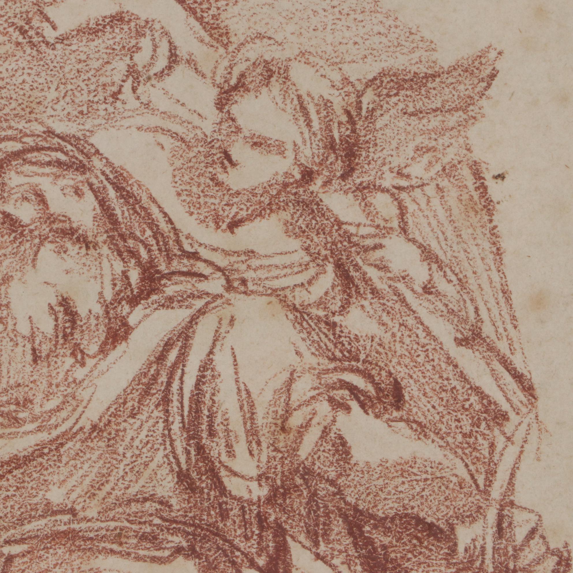 Jean-Honoré Fragonard Red Chalk Drawing "The Prophet Nahum"