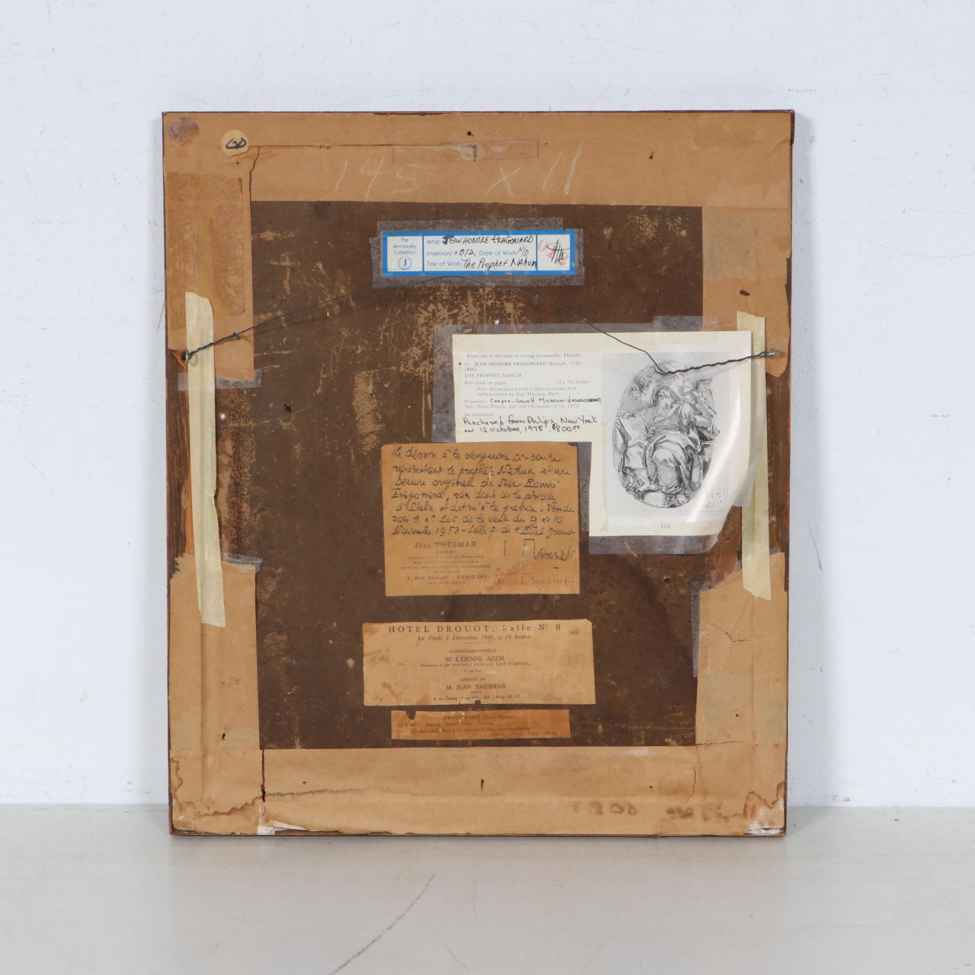 Jean-Honoré Fragonard Red Chalk Drawing "The Prophet Nahum"