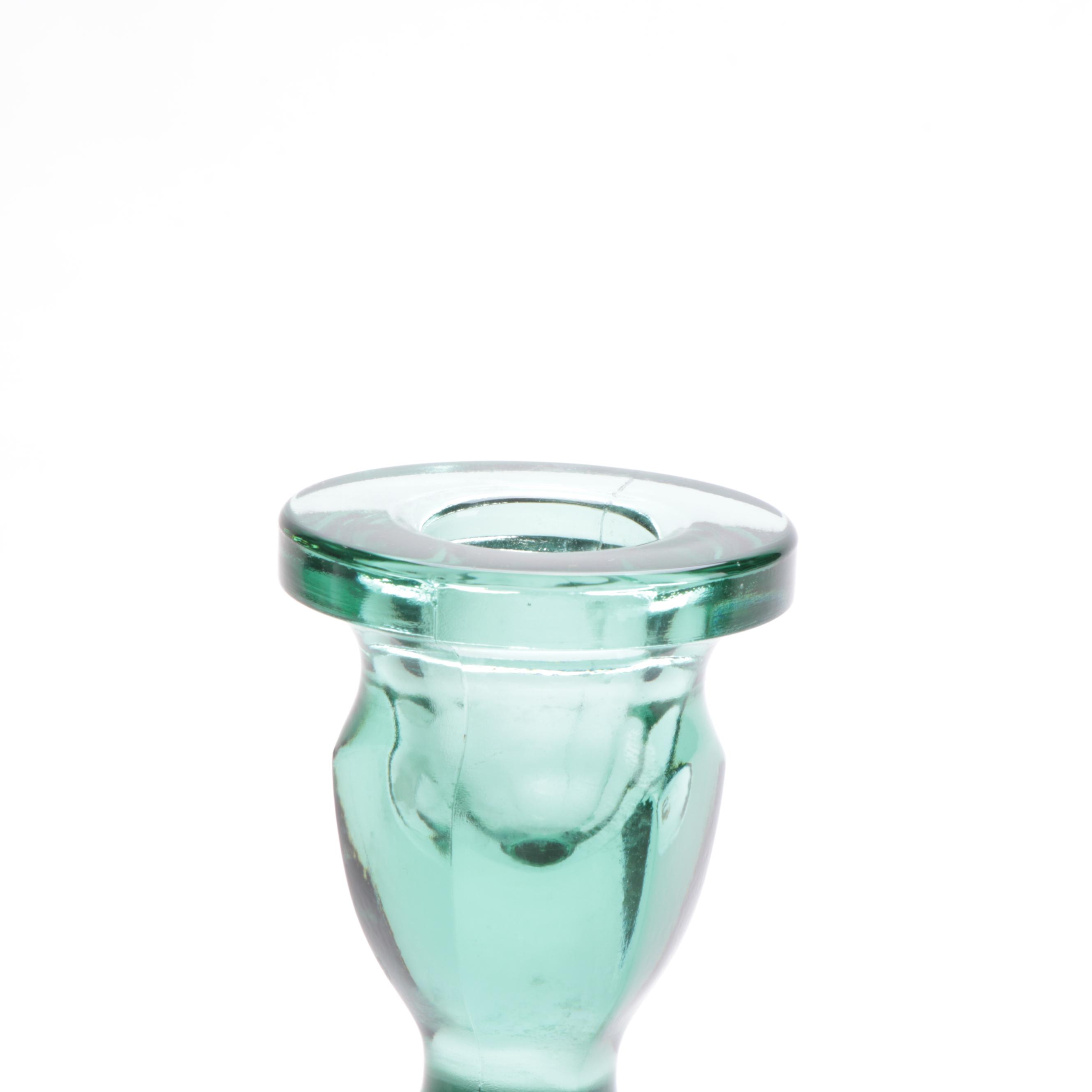 Fenton Green Glass Candlesticks