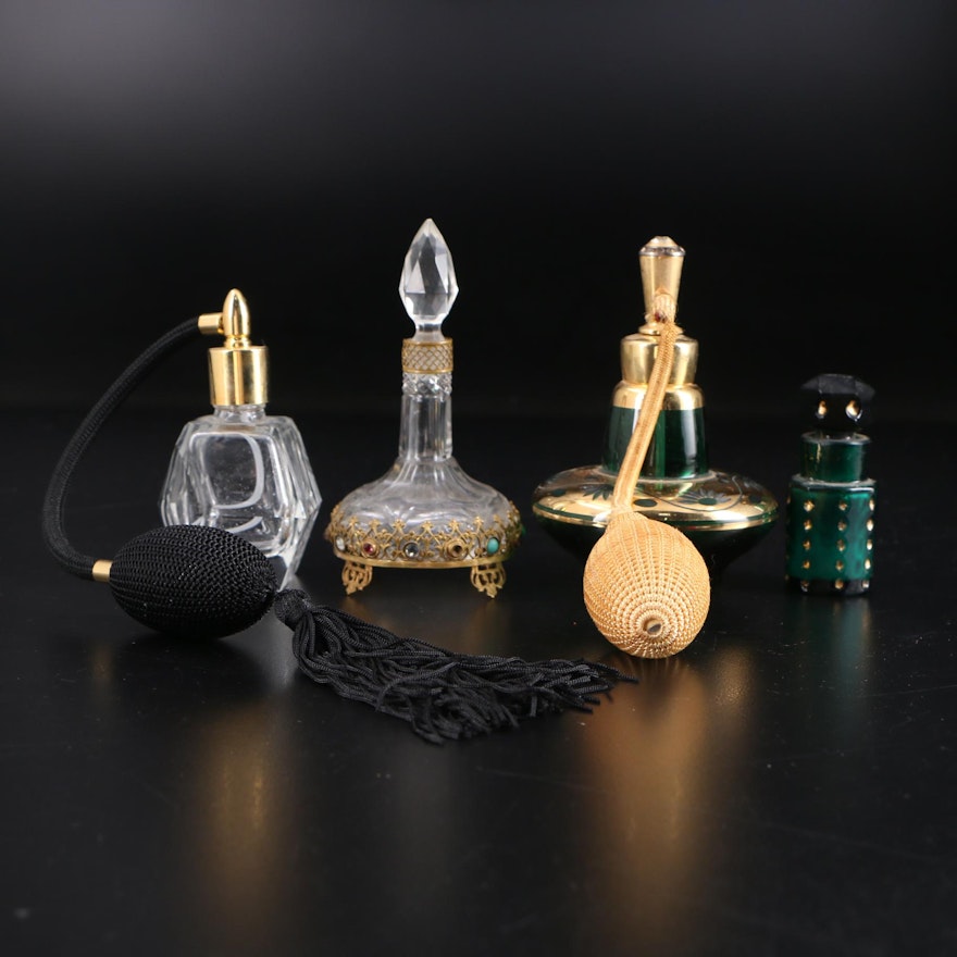 Embellished Glass Perfume Bottles and Atomizers