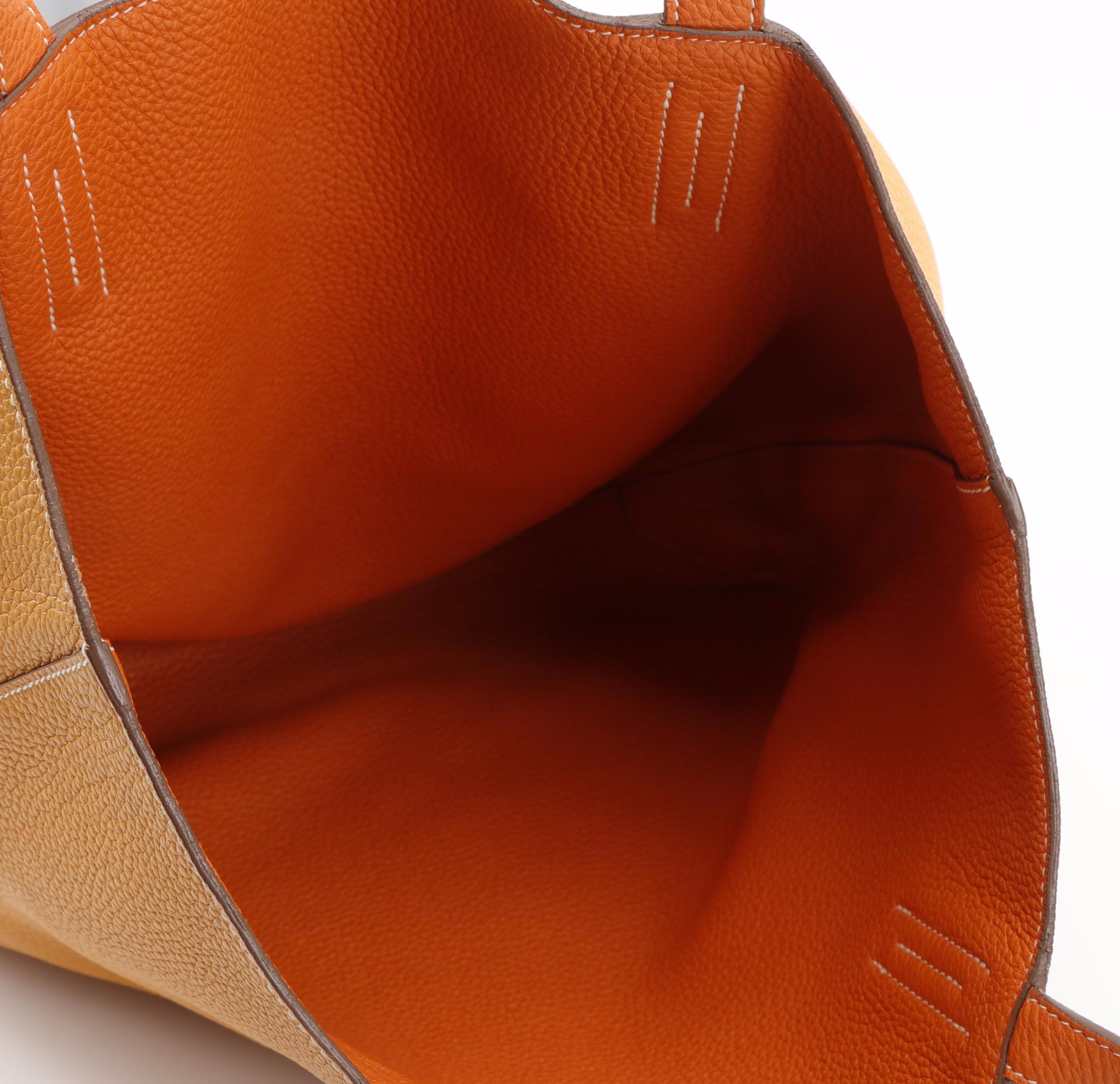 Hermès Double Sens 45cm Reversible Tote in Orange/Yellow Clemence Leather
