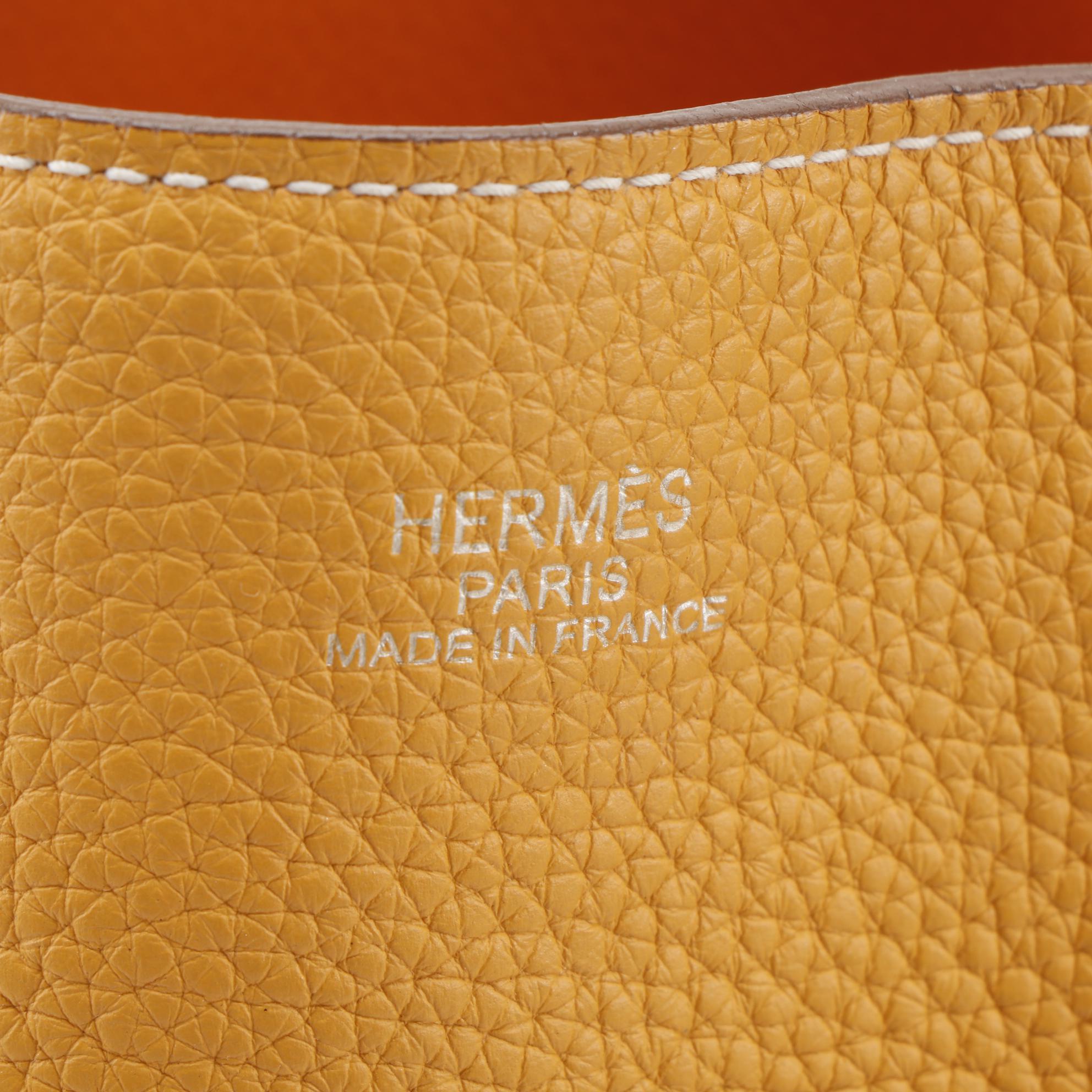 Hermès Double Sens 45cm Reversible Tote in Orange/Yellow Clemence Leather