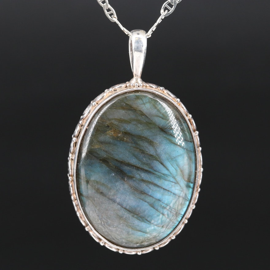 Sajen Sterling Labradorite and Abalone Reversible Necklace