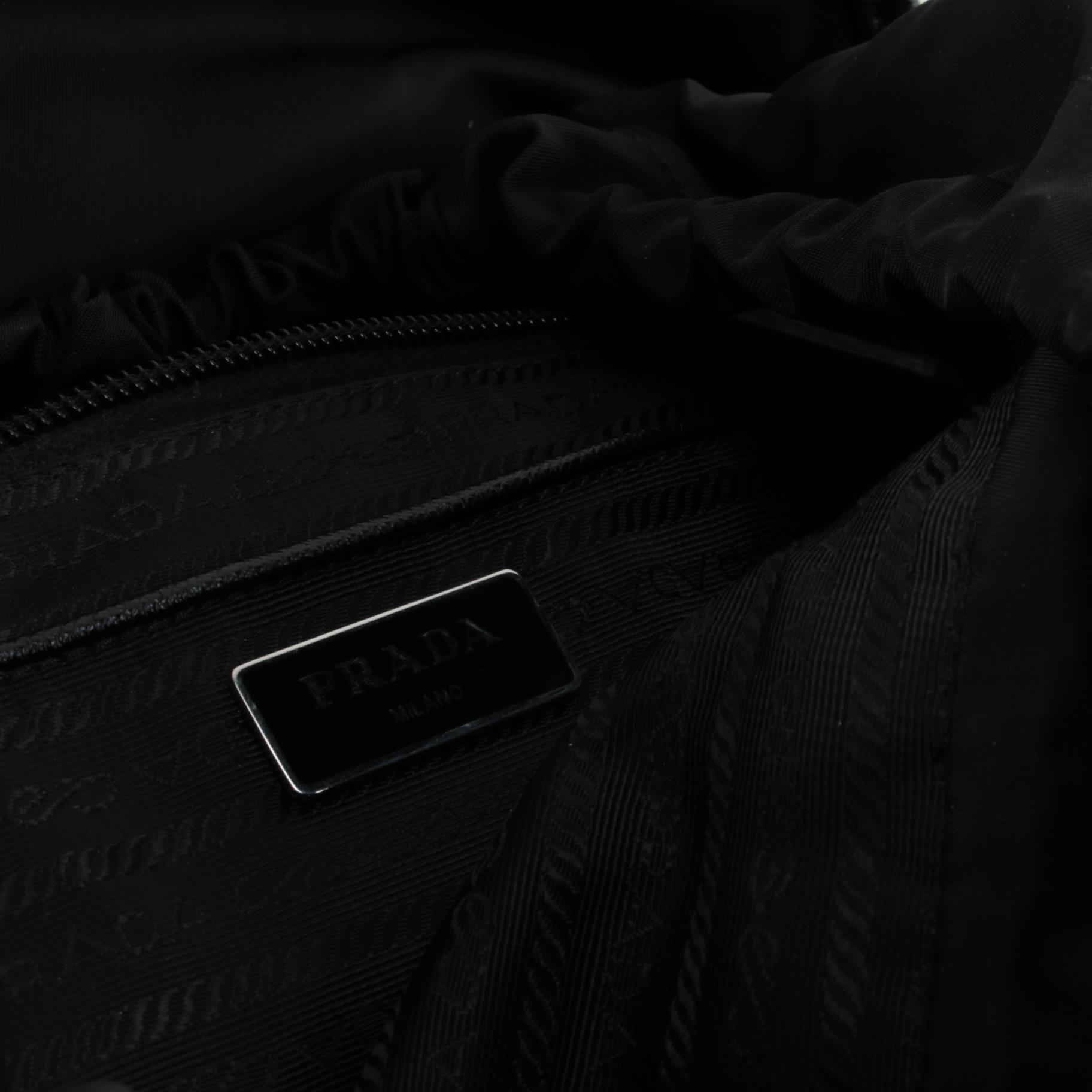 Prada Large Impunto Tessuto Double Buckle Backpack in Black and Maroon Nylon