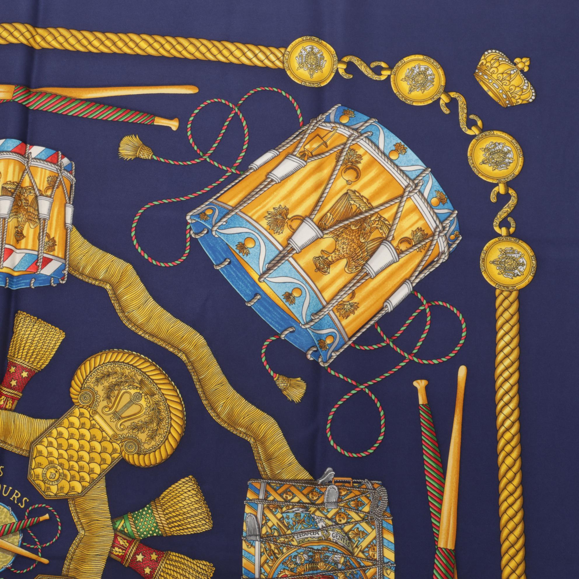 Hermès "Les Tambours" Silk Twill Scarf