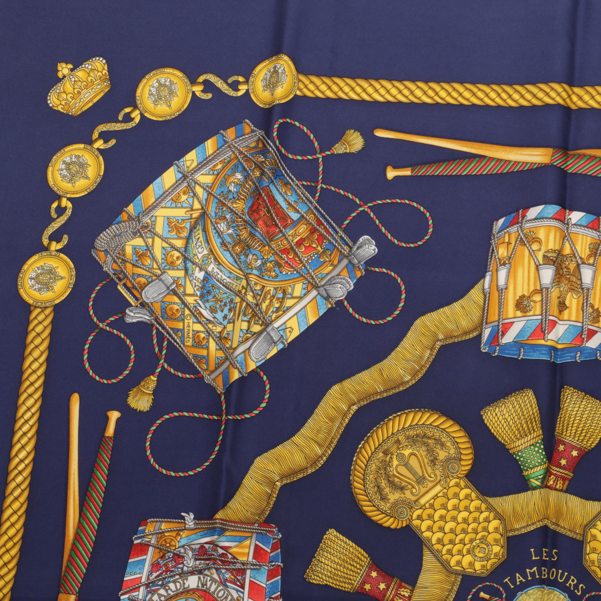 Hermès "Les Tambours" Silk Twill Scarf