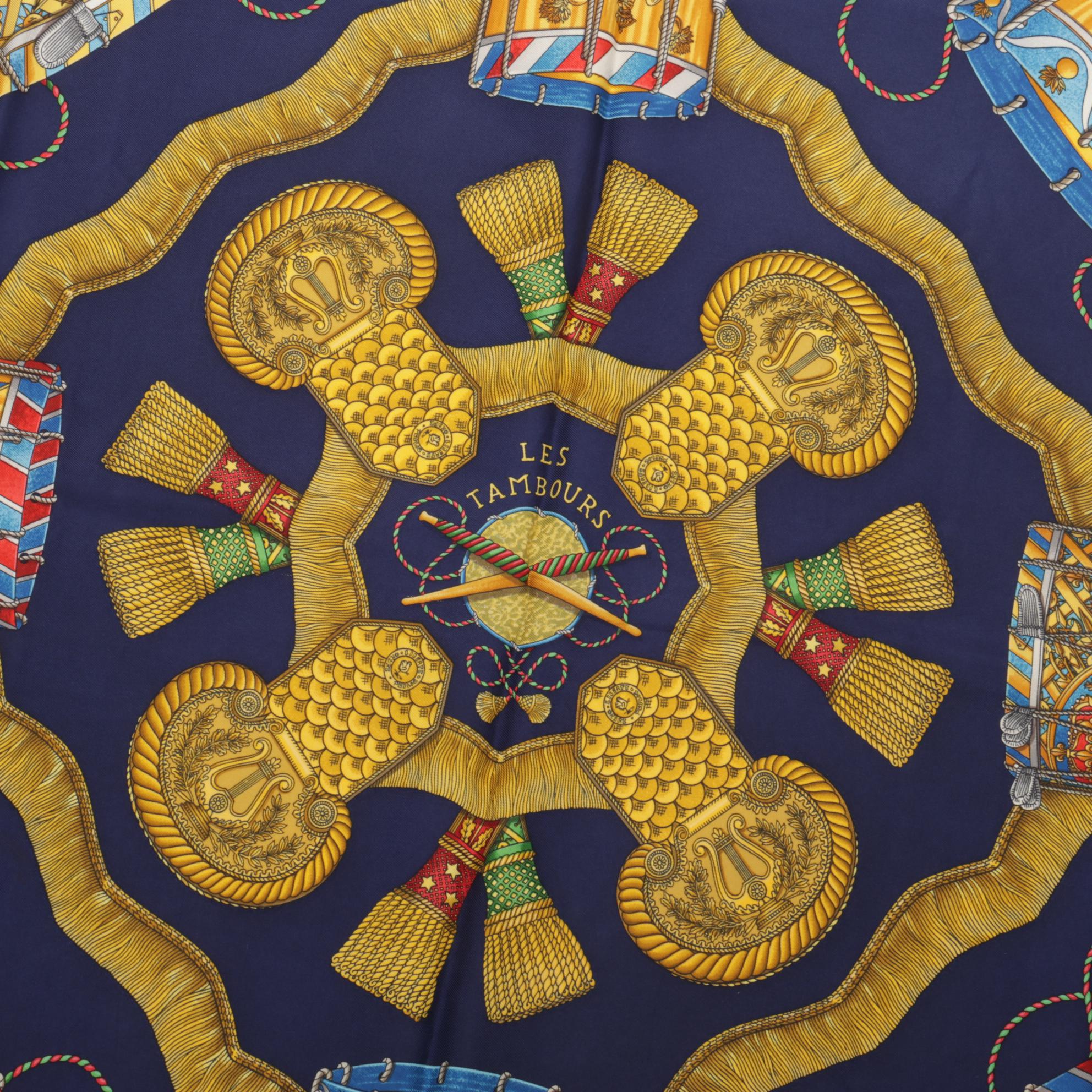 Hermès "Les Tambours" Silk Twill Scarf