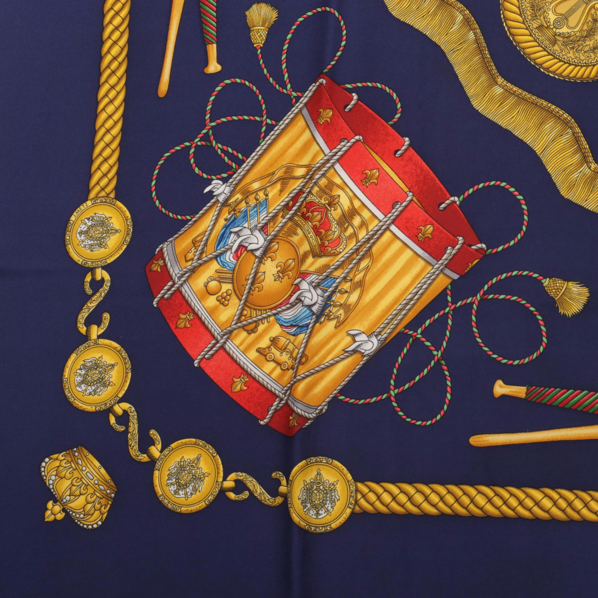 Hermès "Les Tambours" Silk Twill Scarf