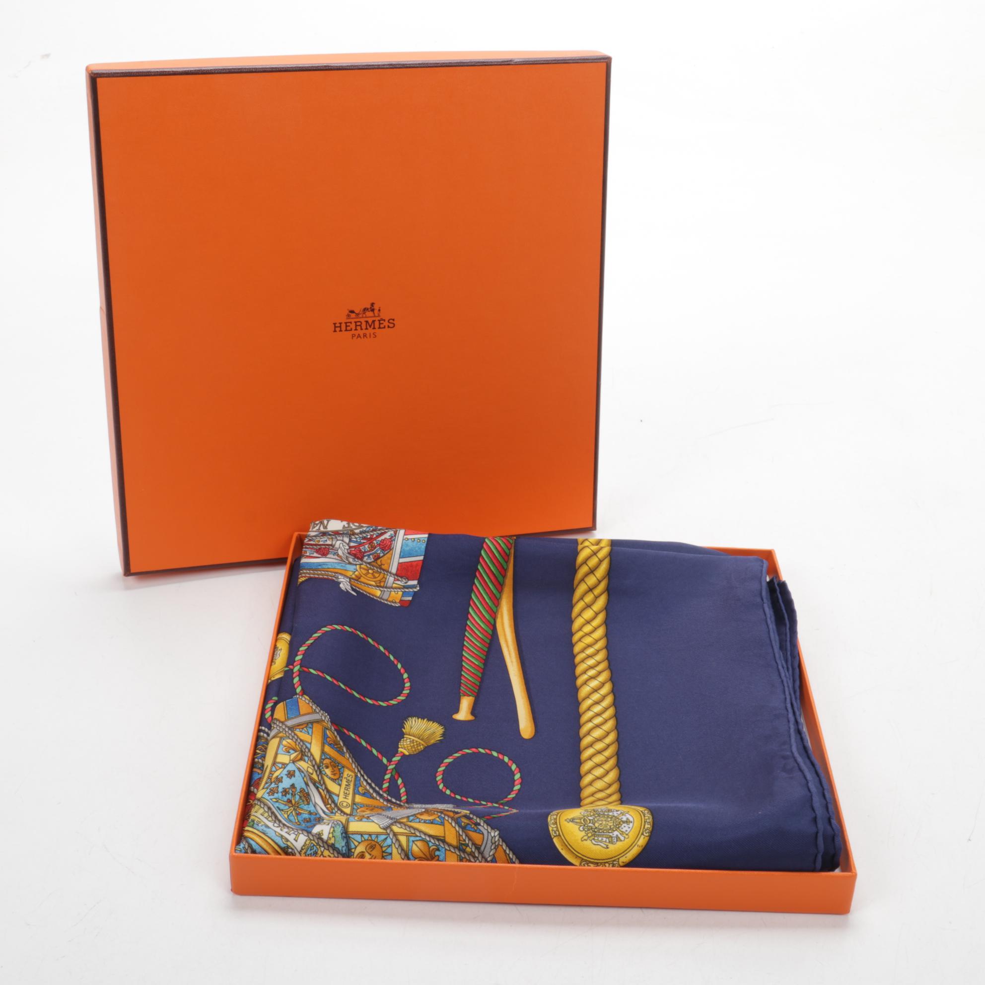 Hermès "Les Tambours" Silk Twill Scarf