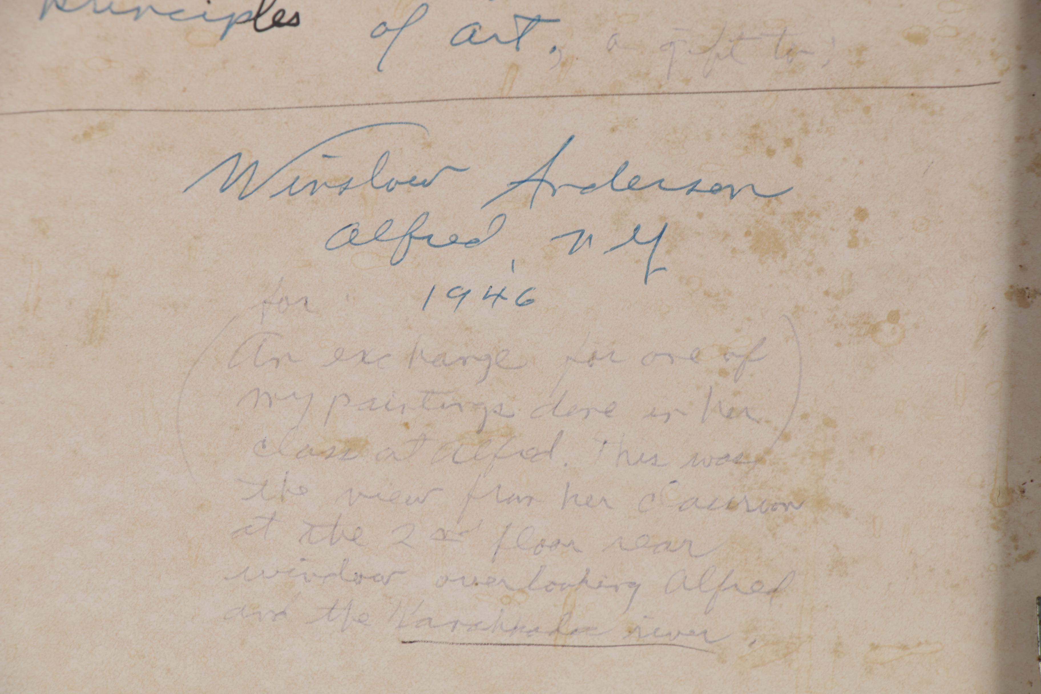 Clara K. Nelson Modernist Style Graphite Drawing of Houses, 1944