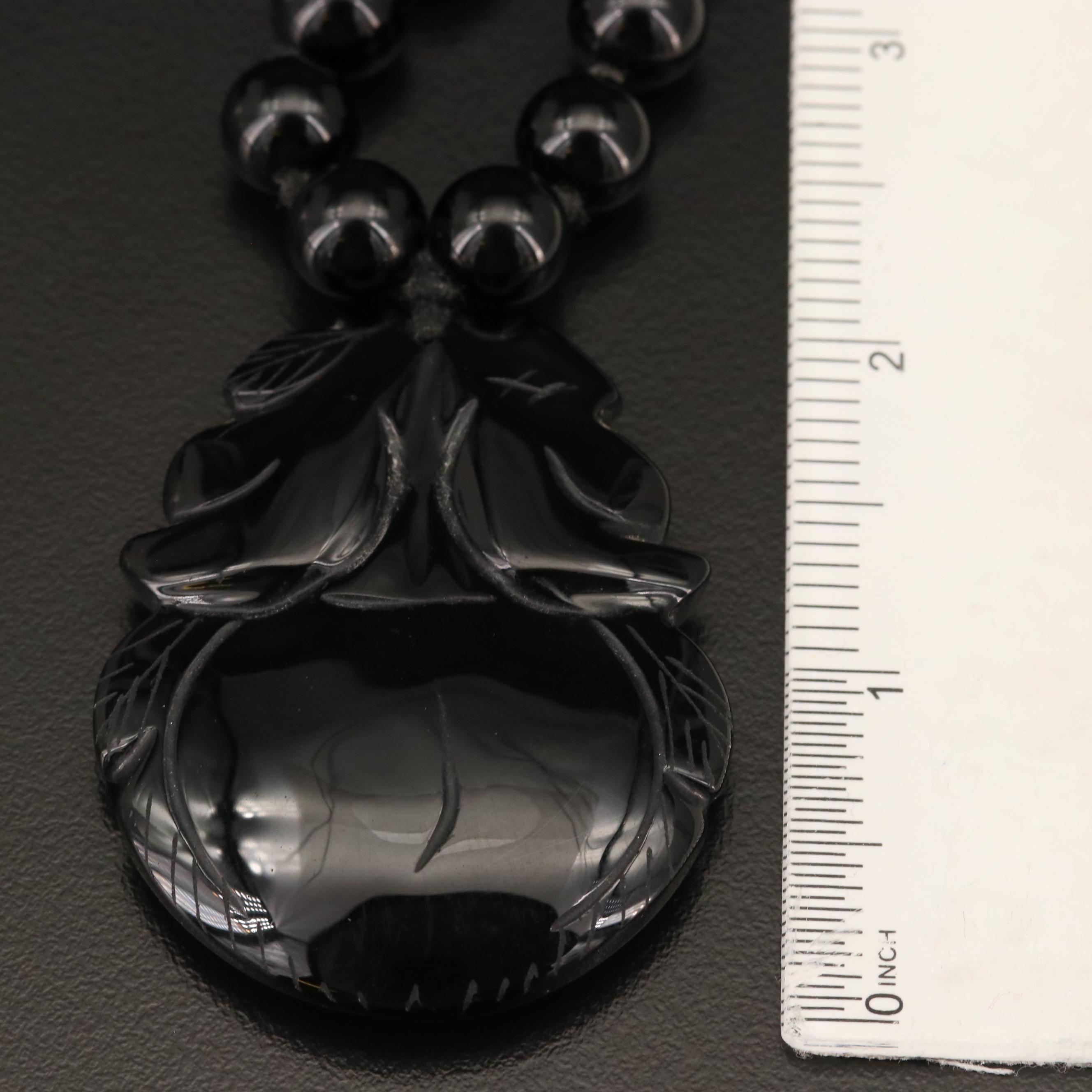 Endless Black Onyx Pendant Necklace
