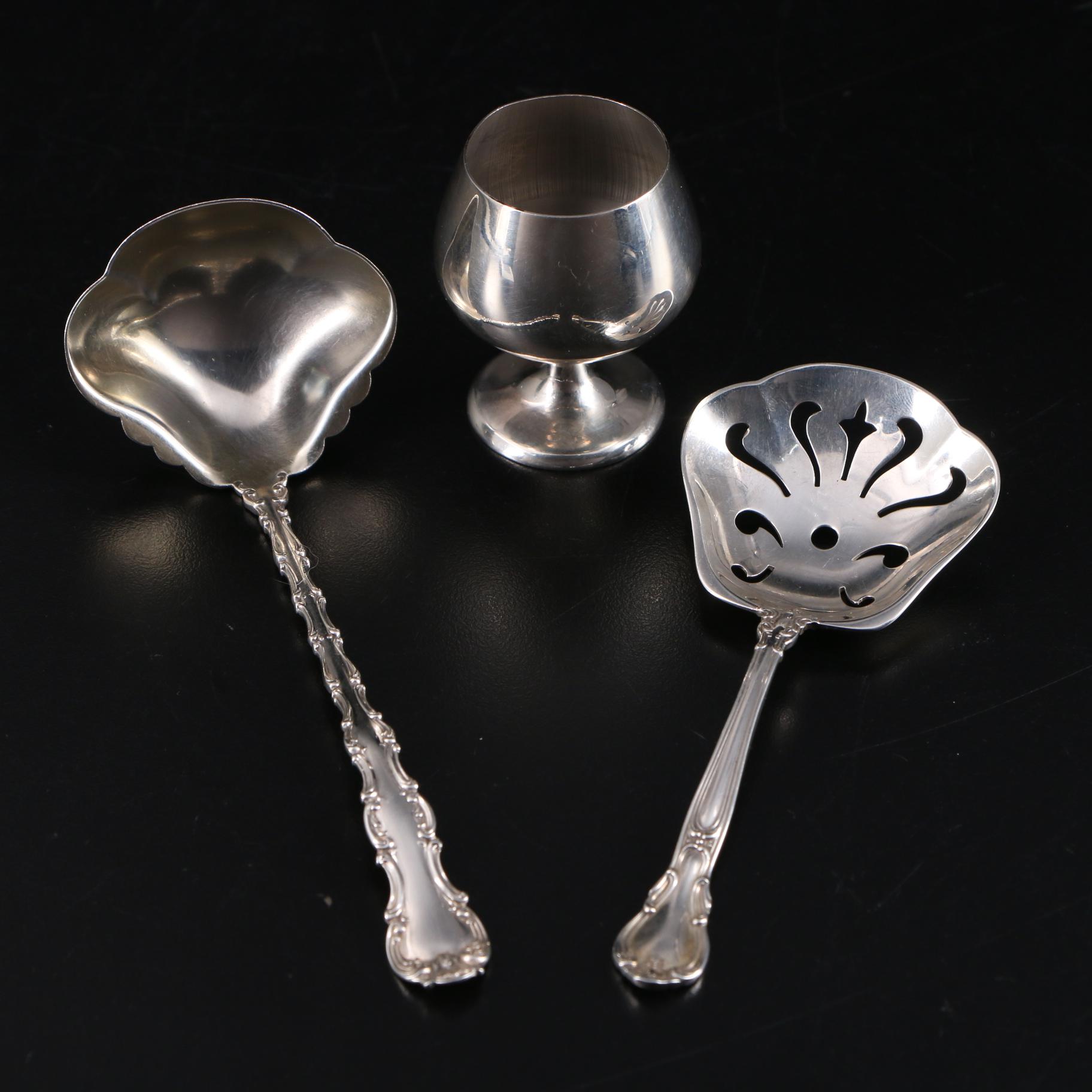 Gorham Sterling Silver Bonbon Spoon, Ladle, and Cordial Cup