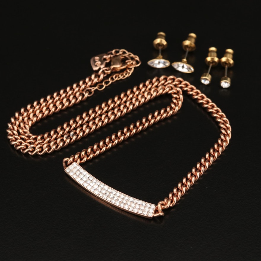 Swarovski Crystal "Vio" Necklace and Suede Wrap Bracelet
