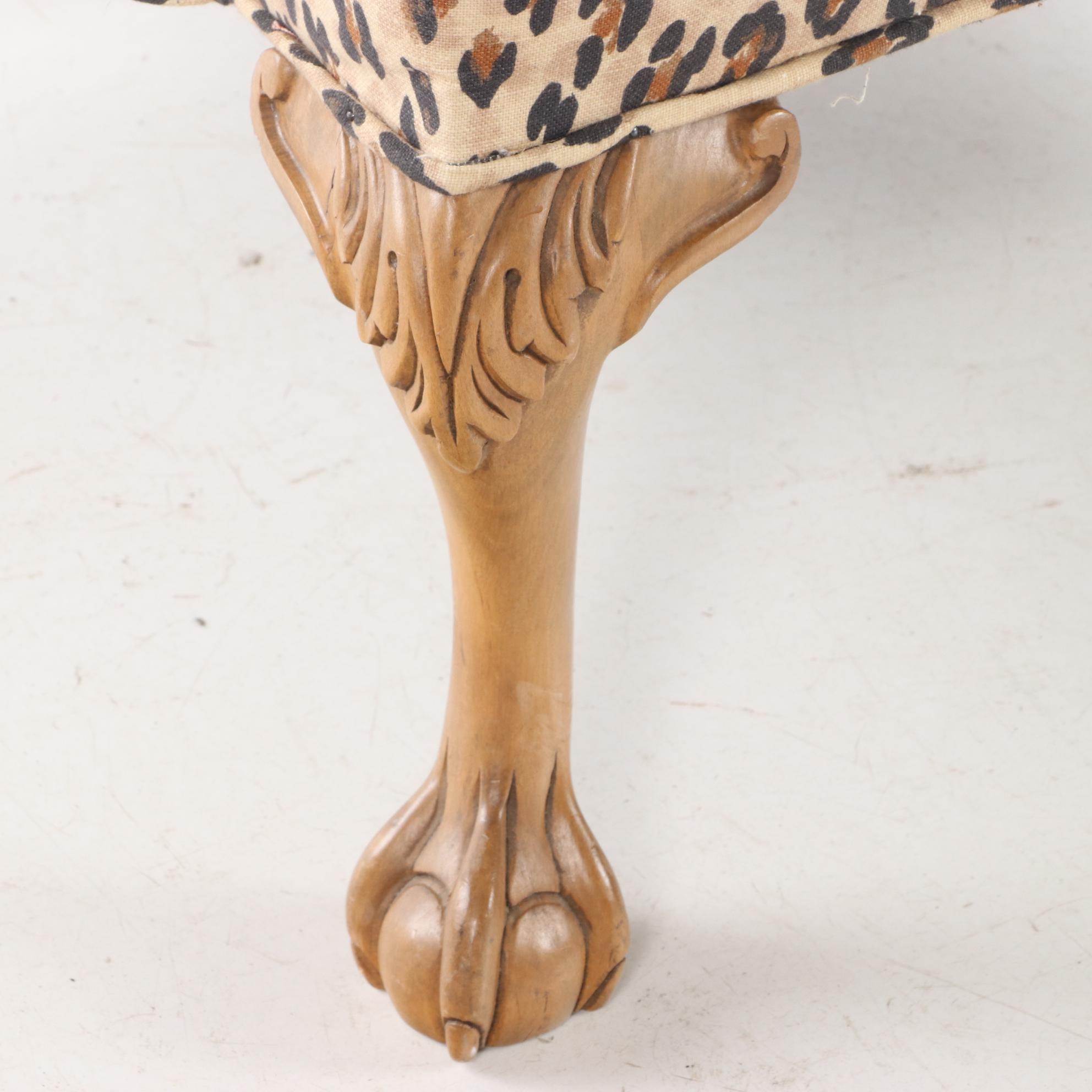 Chippendale Style Wingback Chair in Animal Print