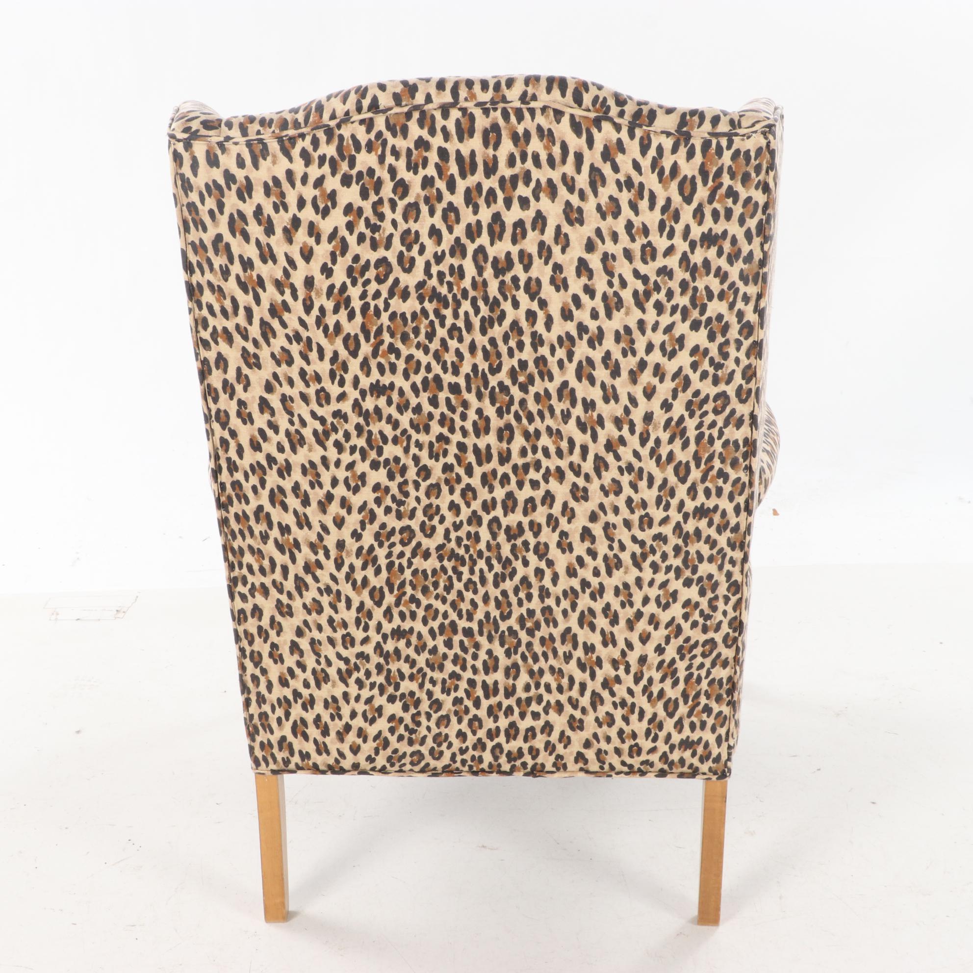Chippendale Style Wingback Chair in Animal Print
