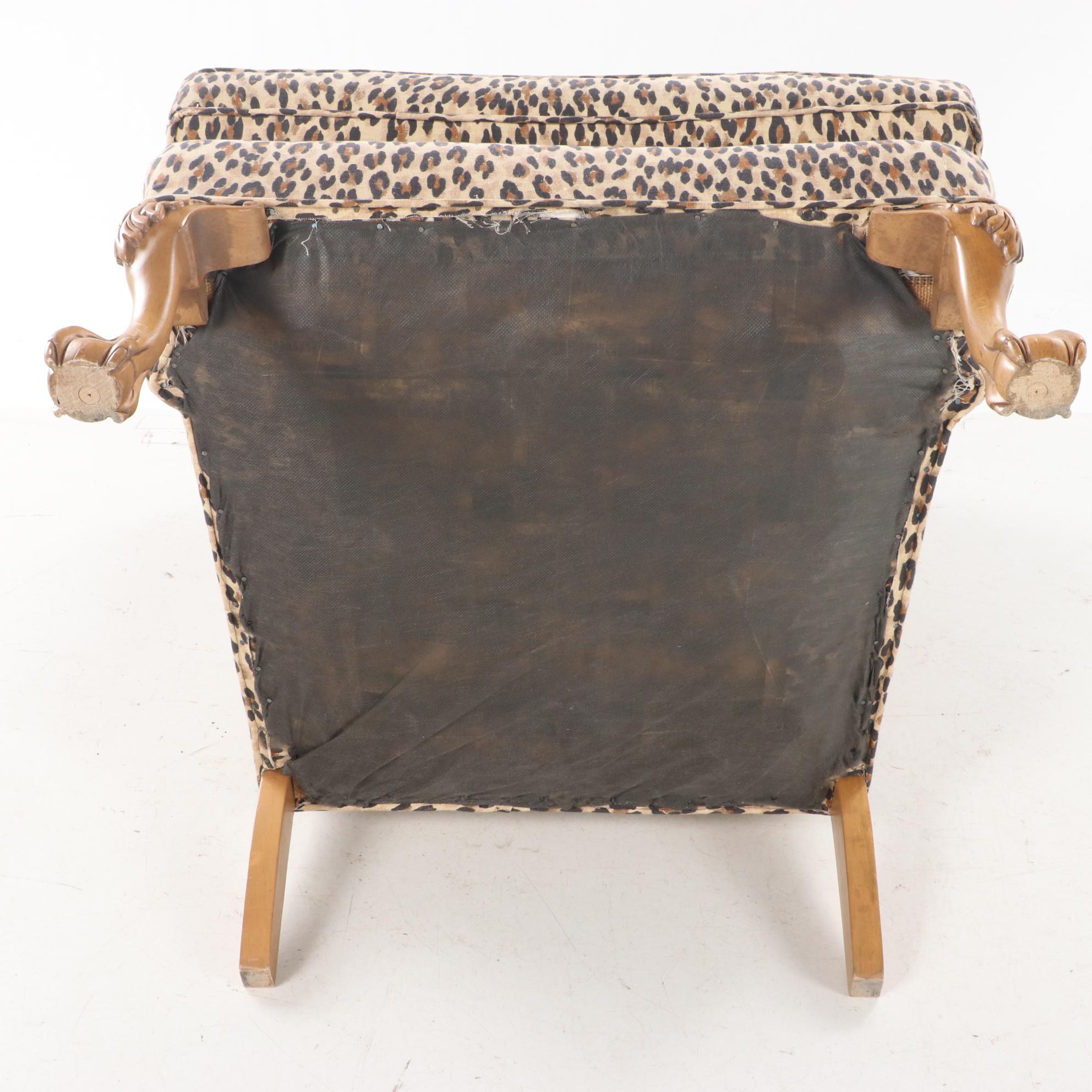 Chippendale Style Wingback Chair in Animal Print