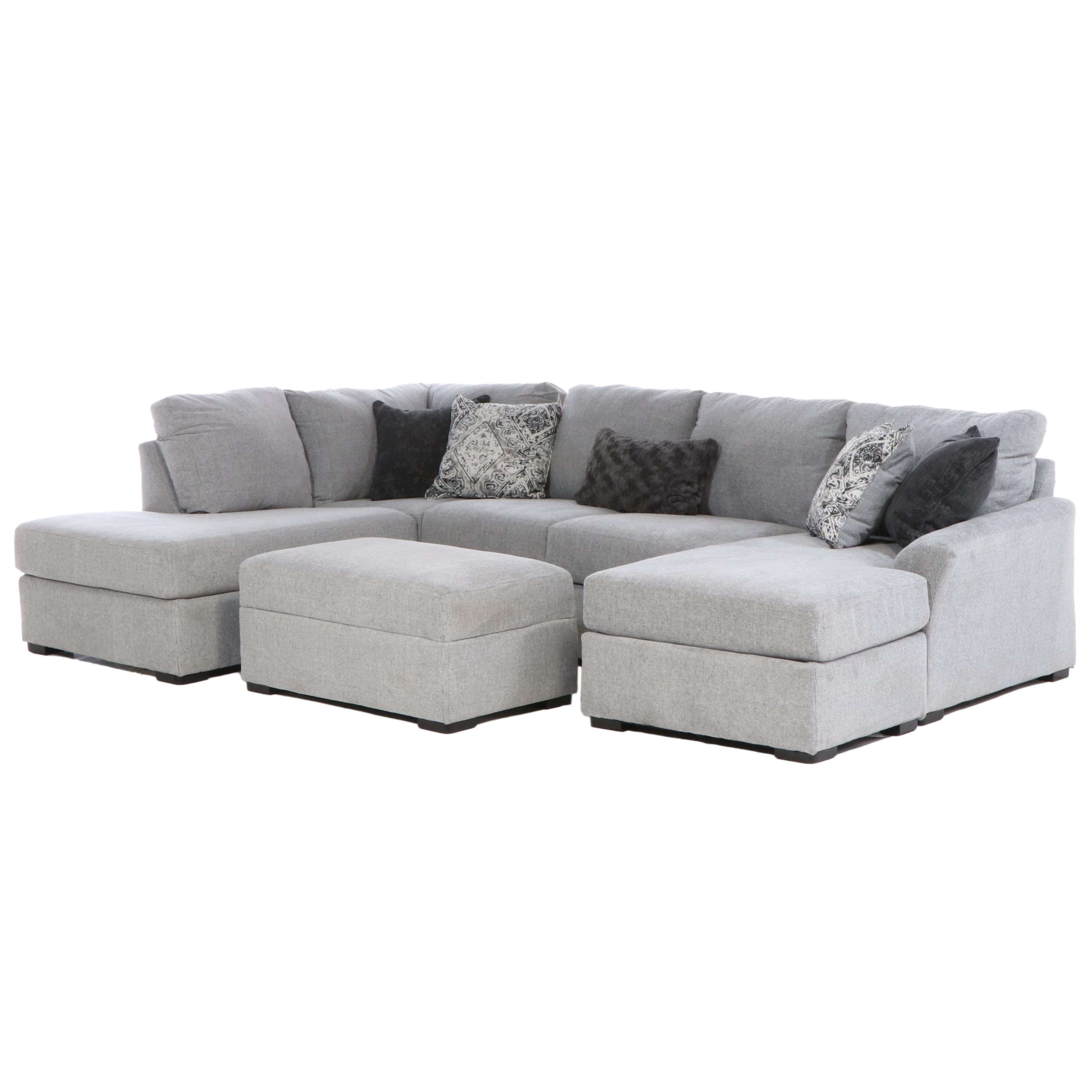 Broyhill Contemporary Upholstered Sectional Sofa with Ottoman