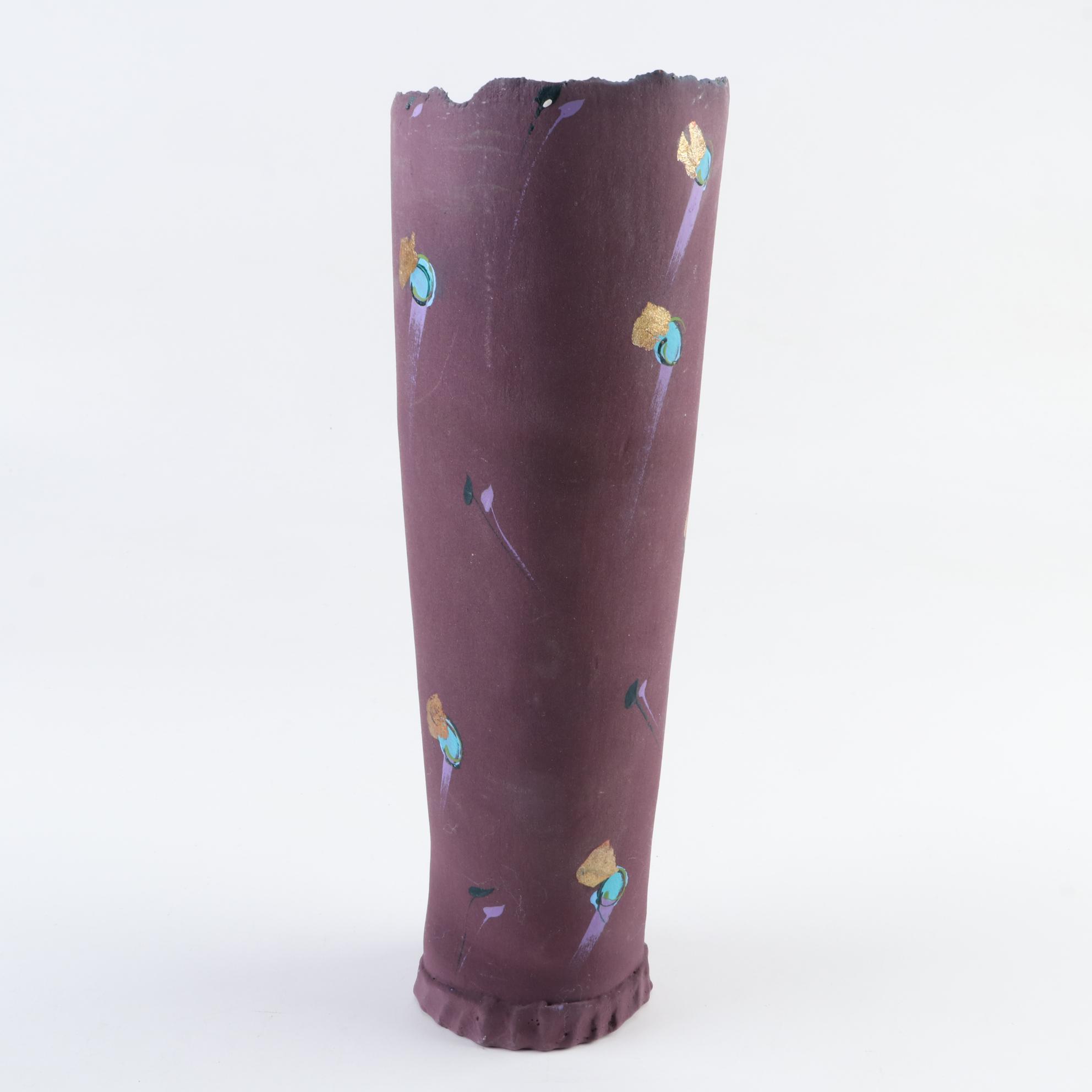 Laura Ross Hand Thrown Stoneware Art Pottery Vase