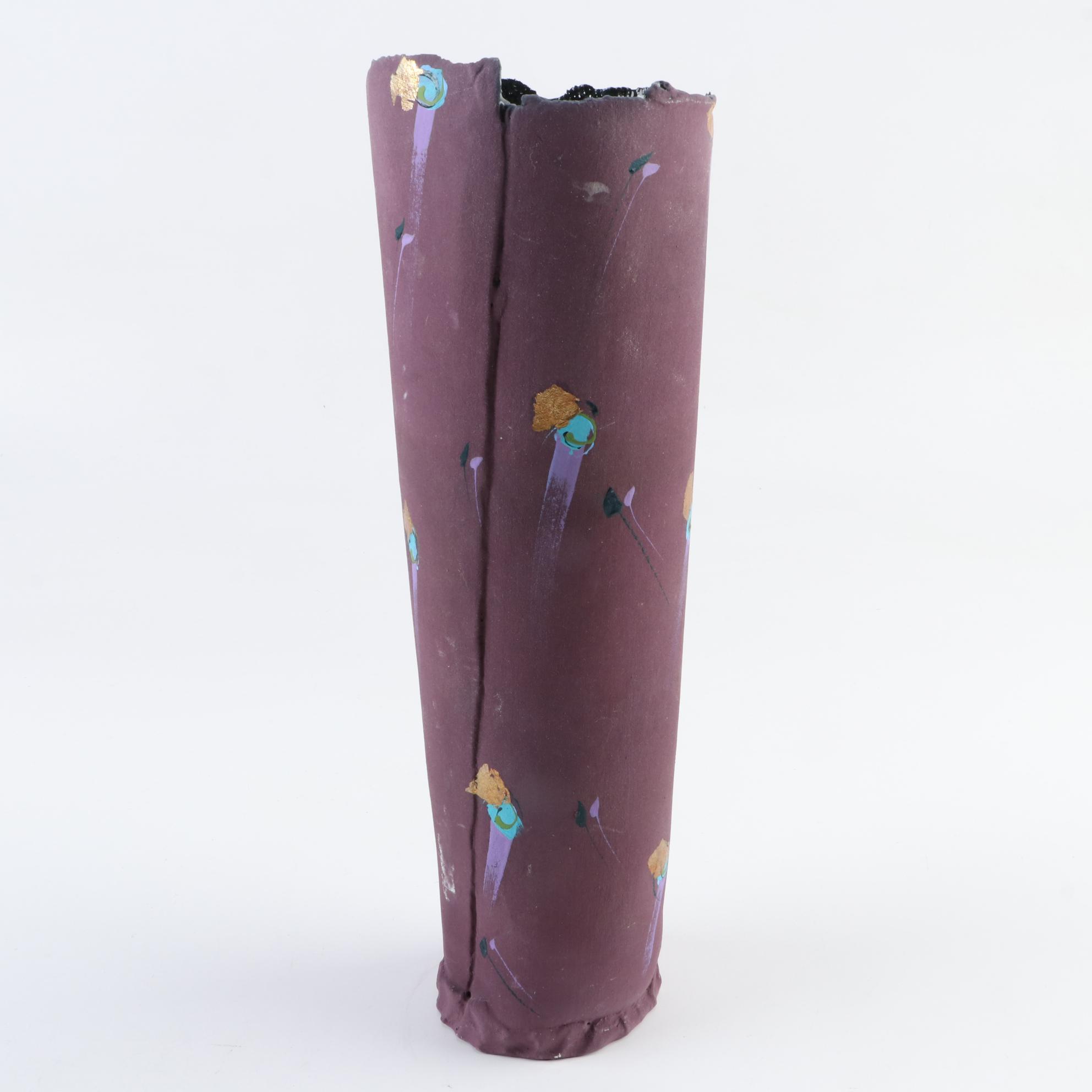 Laura Ross Hand Thrown Stoneware Art Pottery Vase