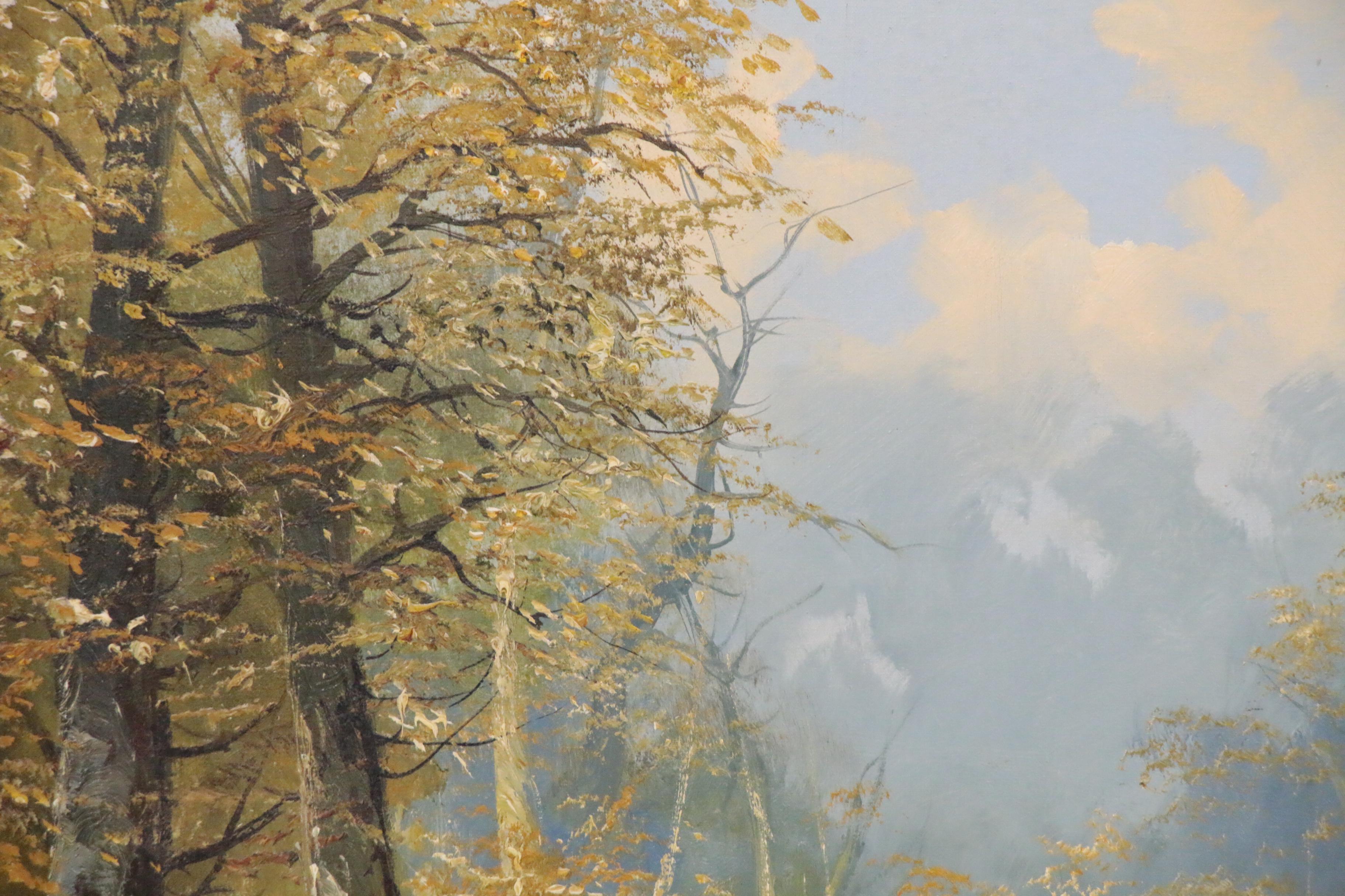 Josef Kugler Forest Landscape Oil Painting, Late 20th Century