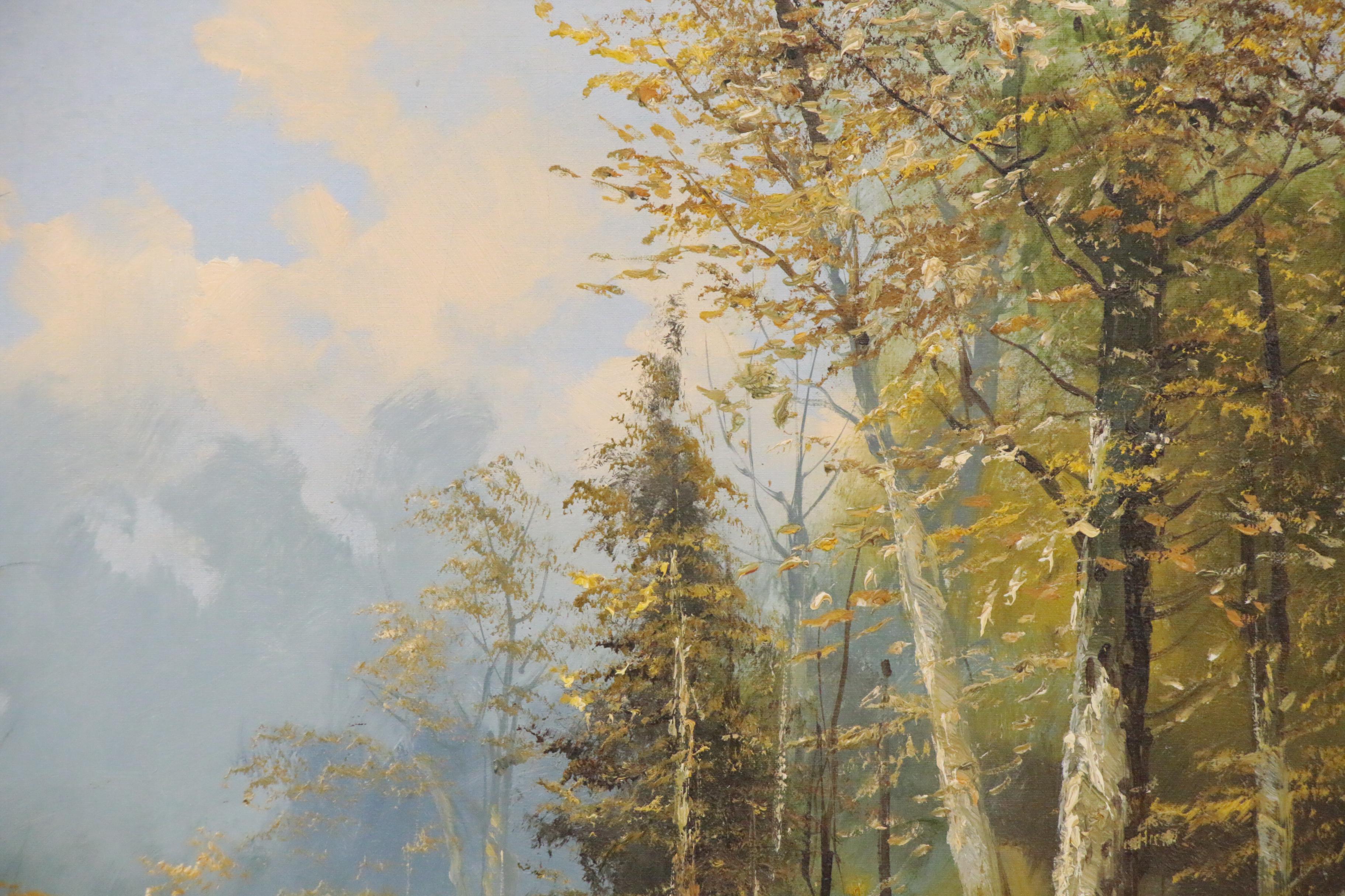 Josef Kugler Forest Landscape Oil Painting, Late 20th Century