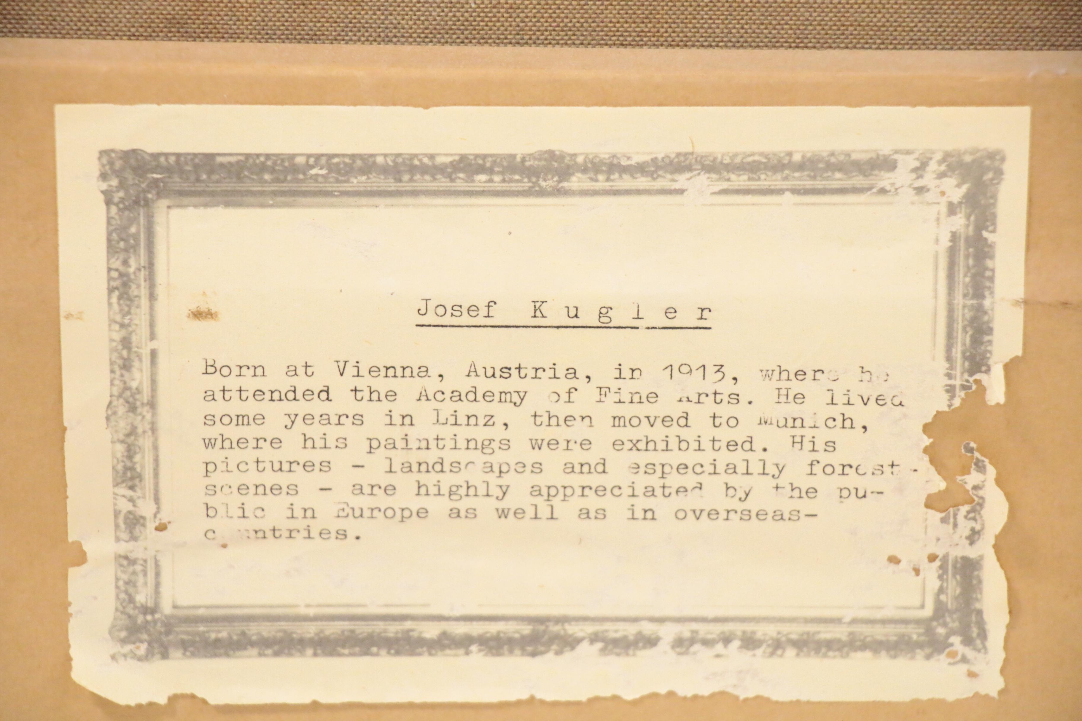 Josef Kugler Forest Landscape Oil Painting, Late 20th Century