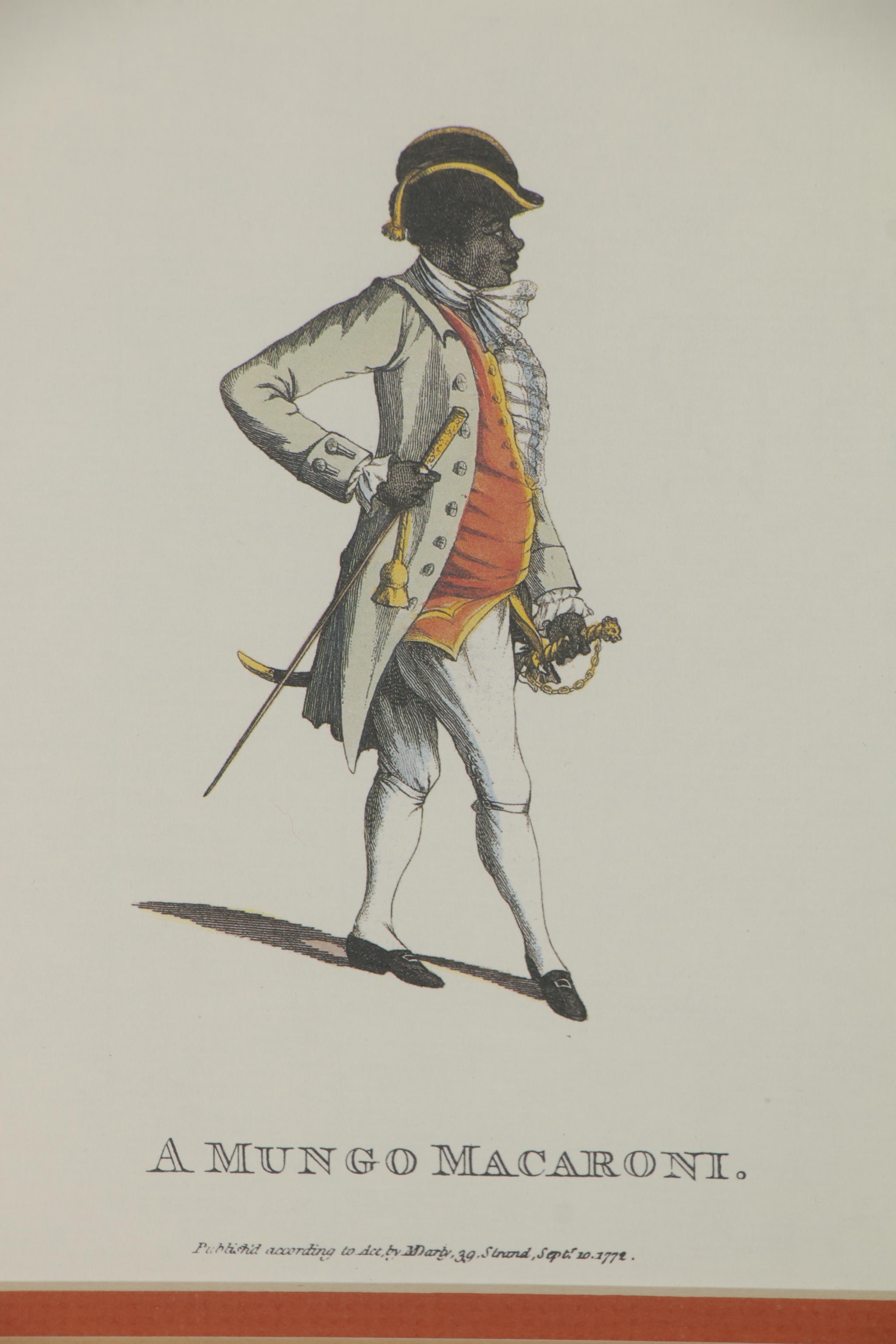 Offset Lithographs after Mary and Matthew Darly of Macaroni, Late 20th Century