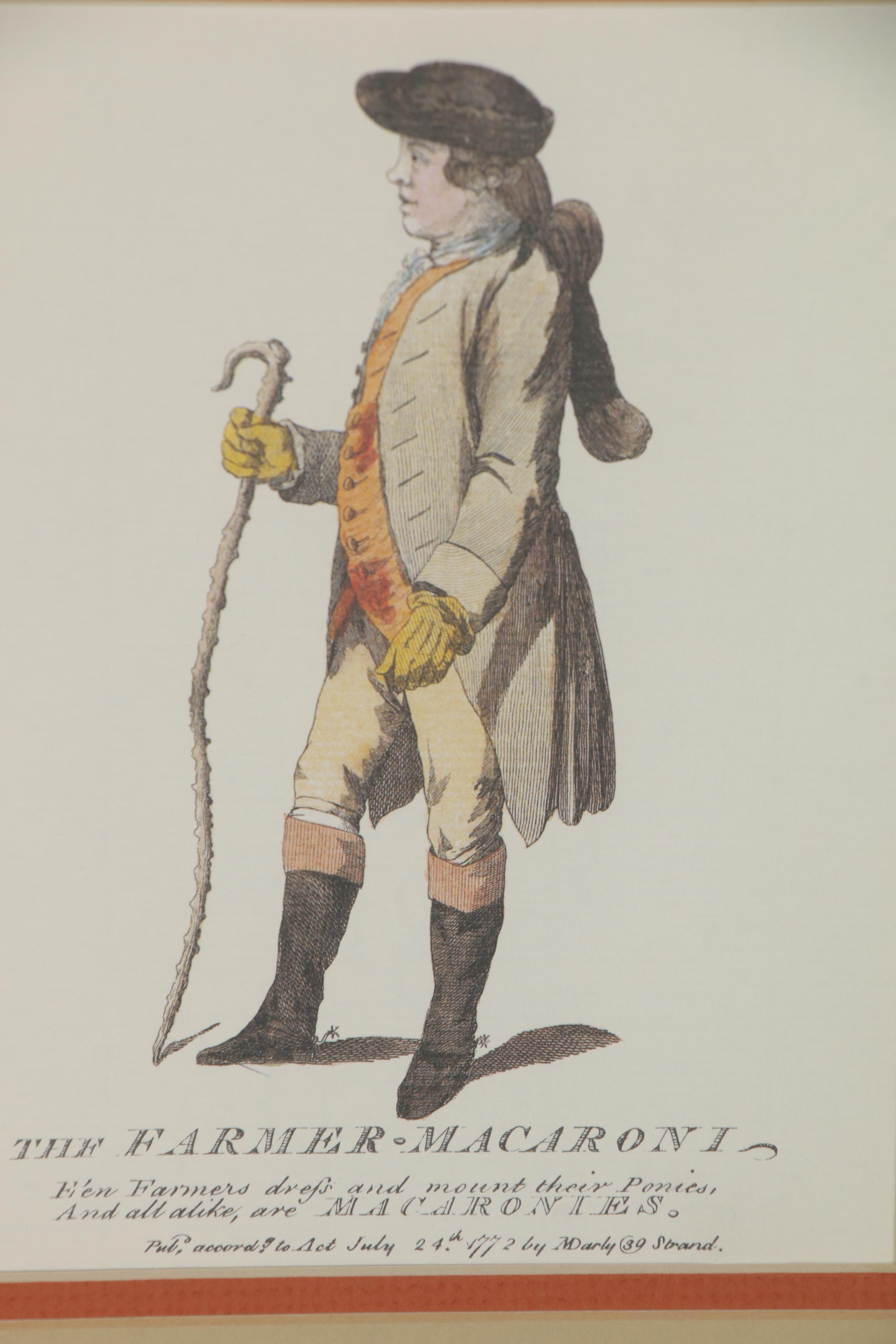 Offset Lithographs after Mary and Matthew Darly of Macaroni, Late 20th Century