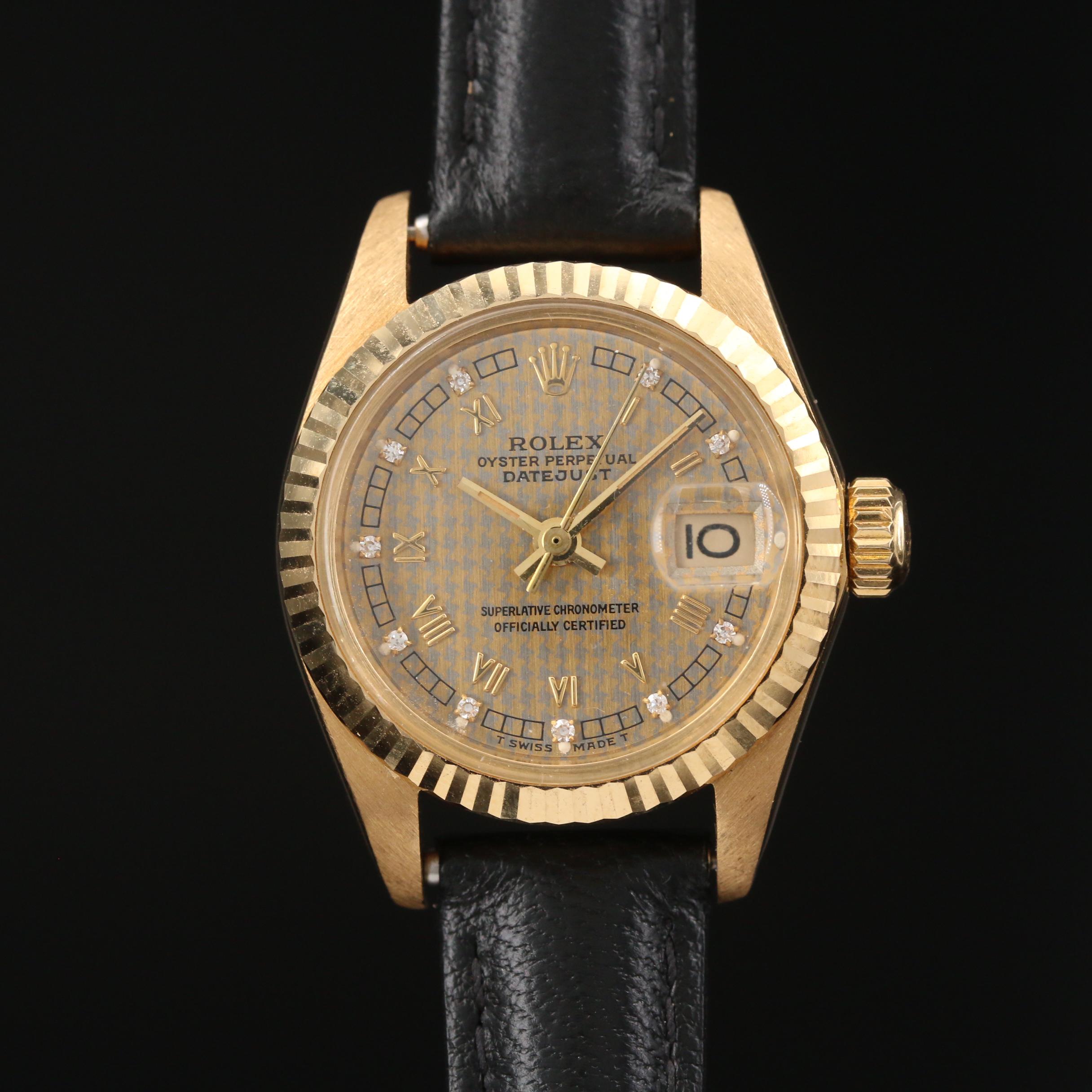 1983 Rolex Datejust 18K Gold and Diamond Dial Automatic Watch