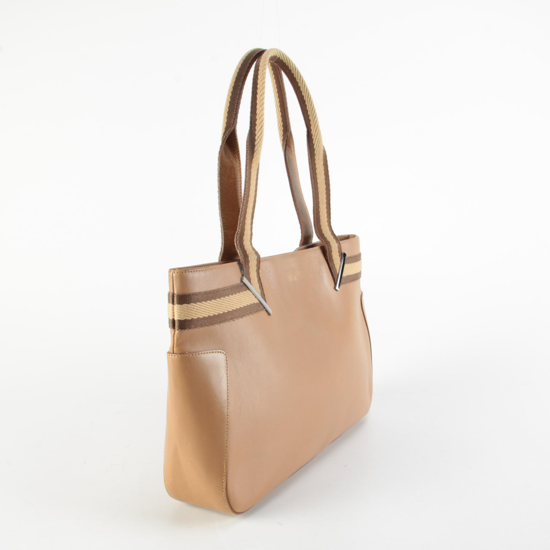 Gucci Sherry Line Tote Bag in Beige Leather