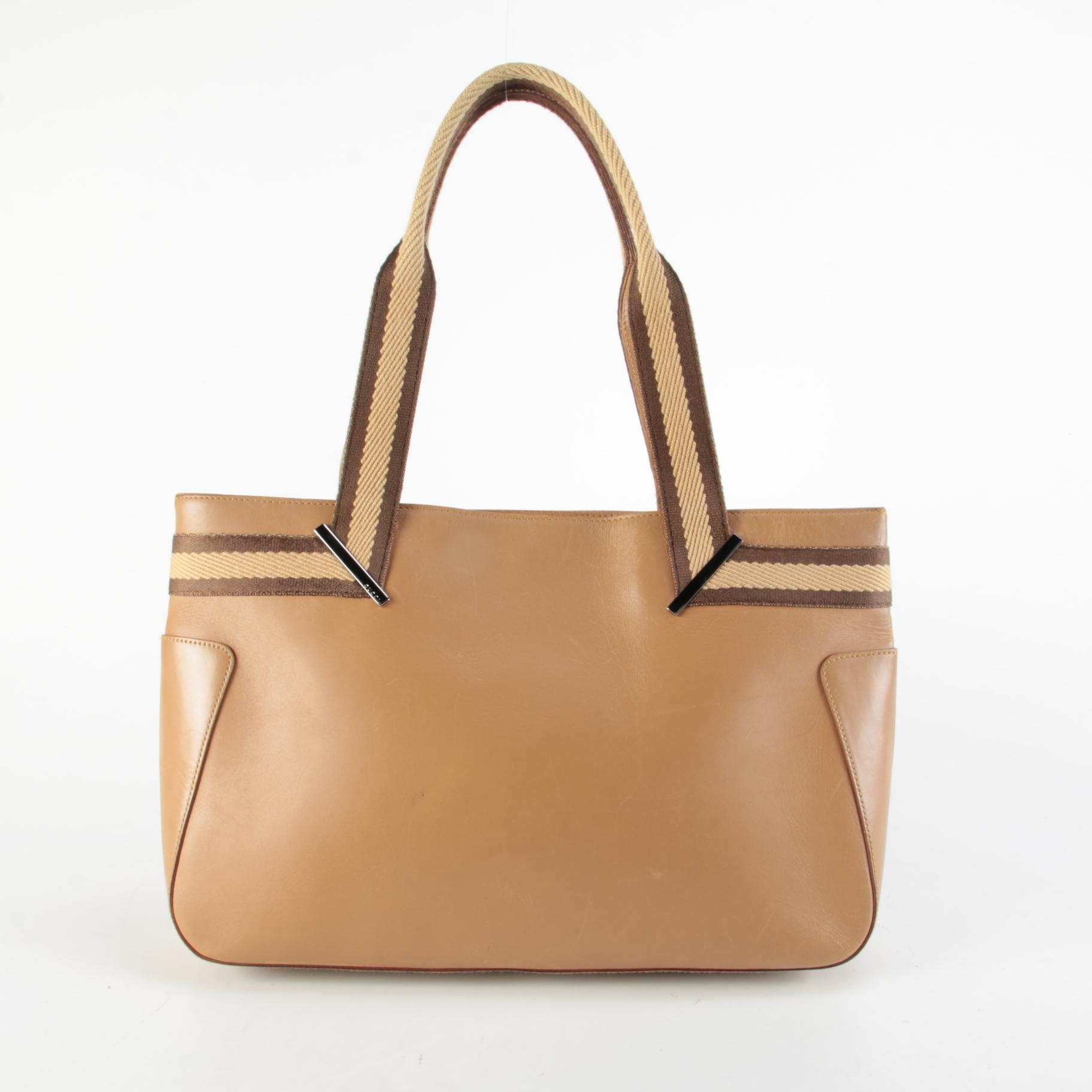 Gucci Sherry Line Tote Bag in Beige Leather