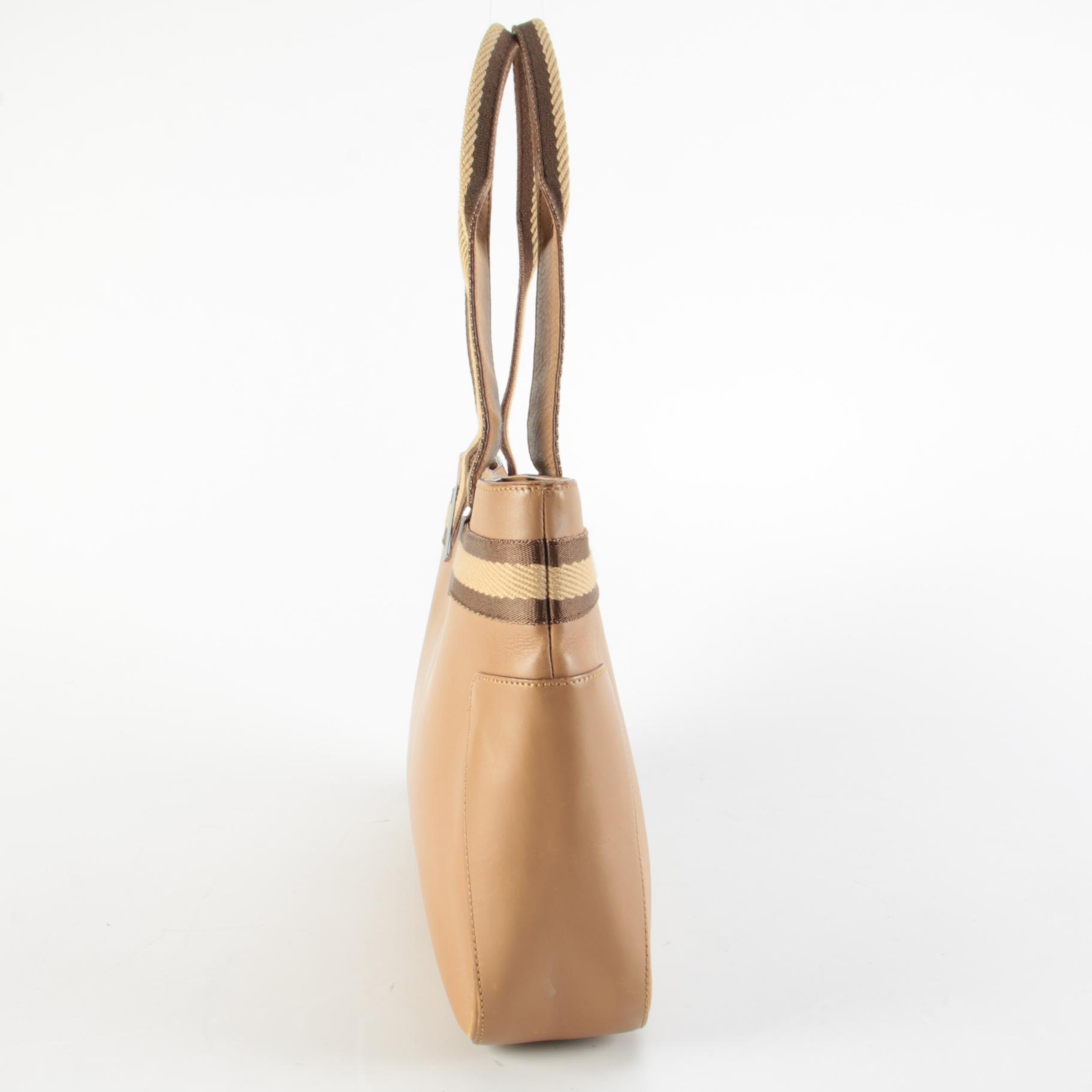 Gucci Sherry Line Tote Bag in Beige Leather