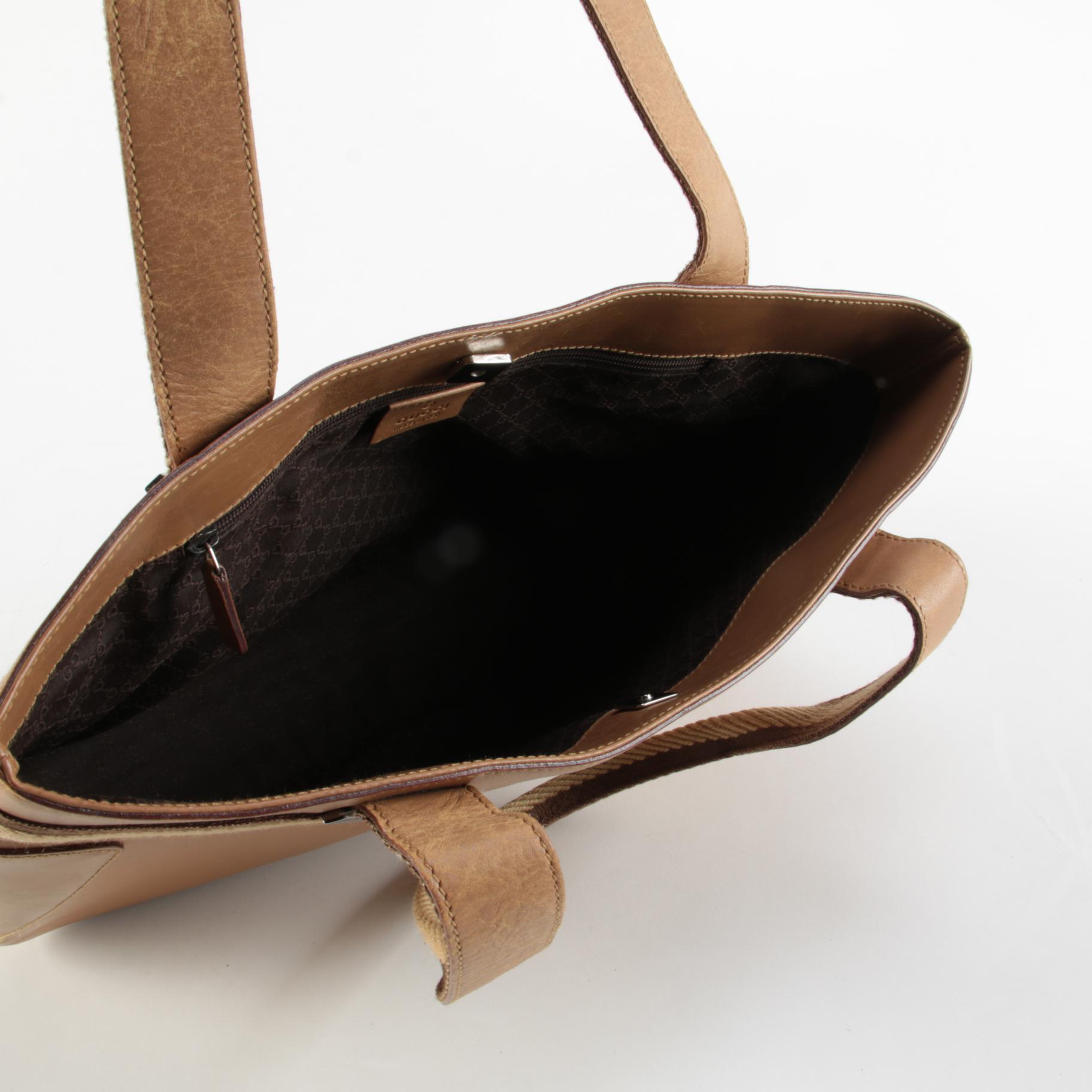 Gucci Sherry Line Tote Bag in Beige Leather